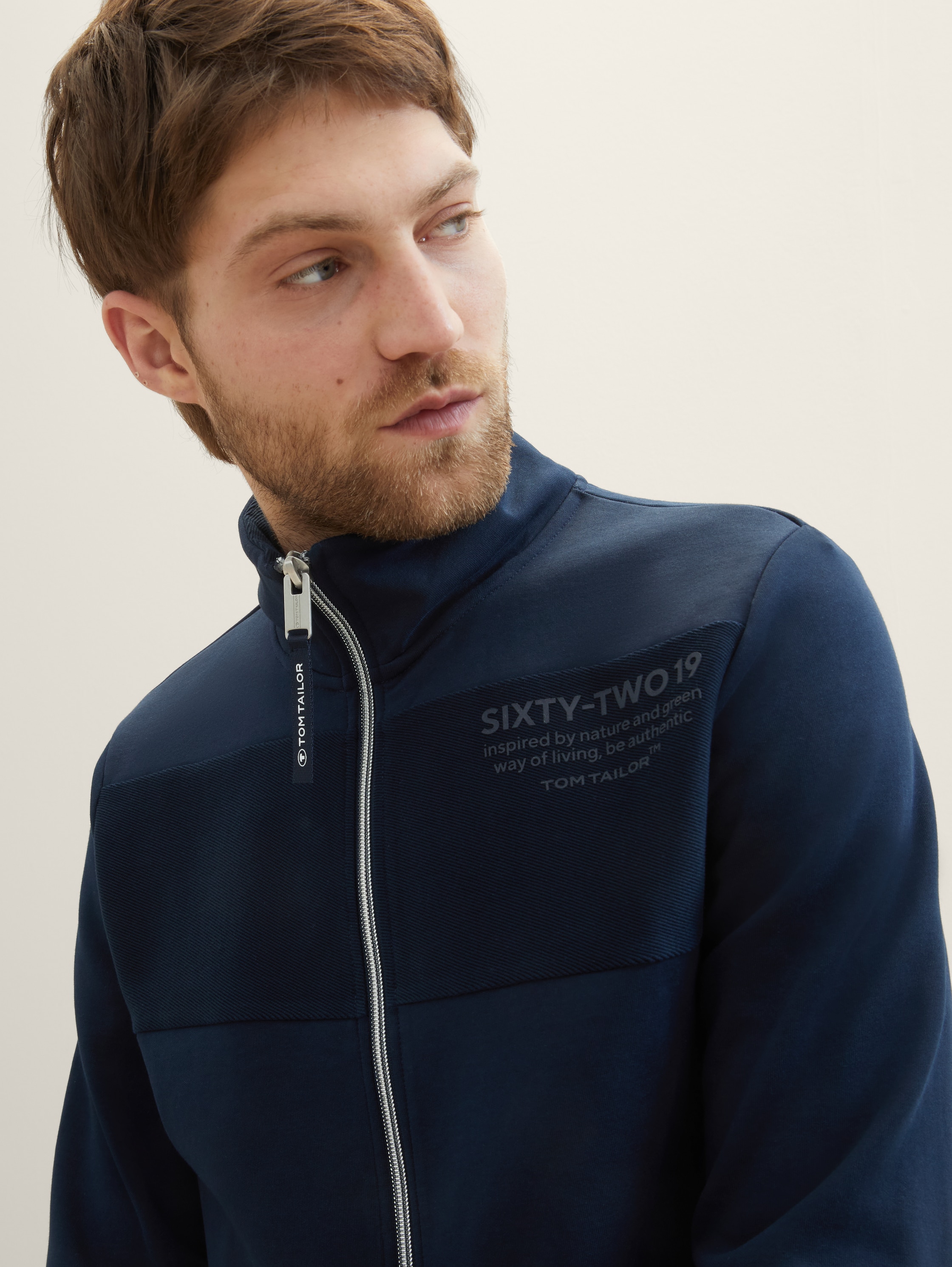 Sweatshirtjacke - sky captain blue - Detail-Model-Ansicht