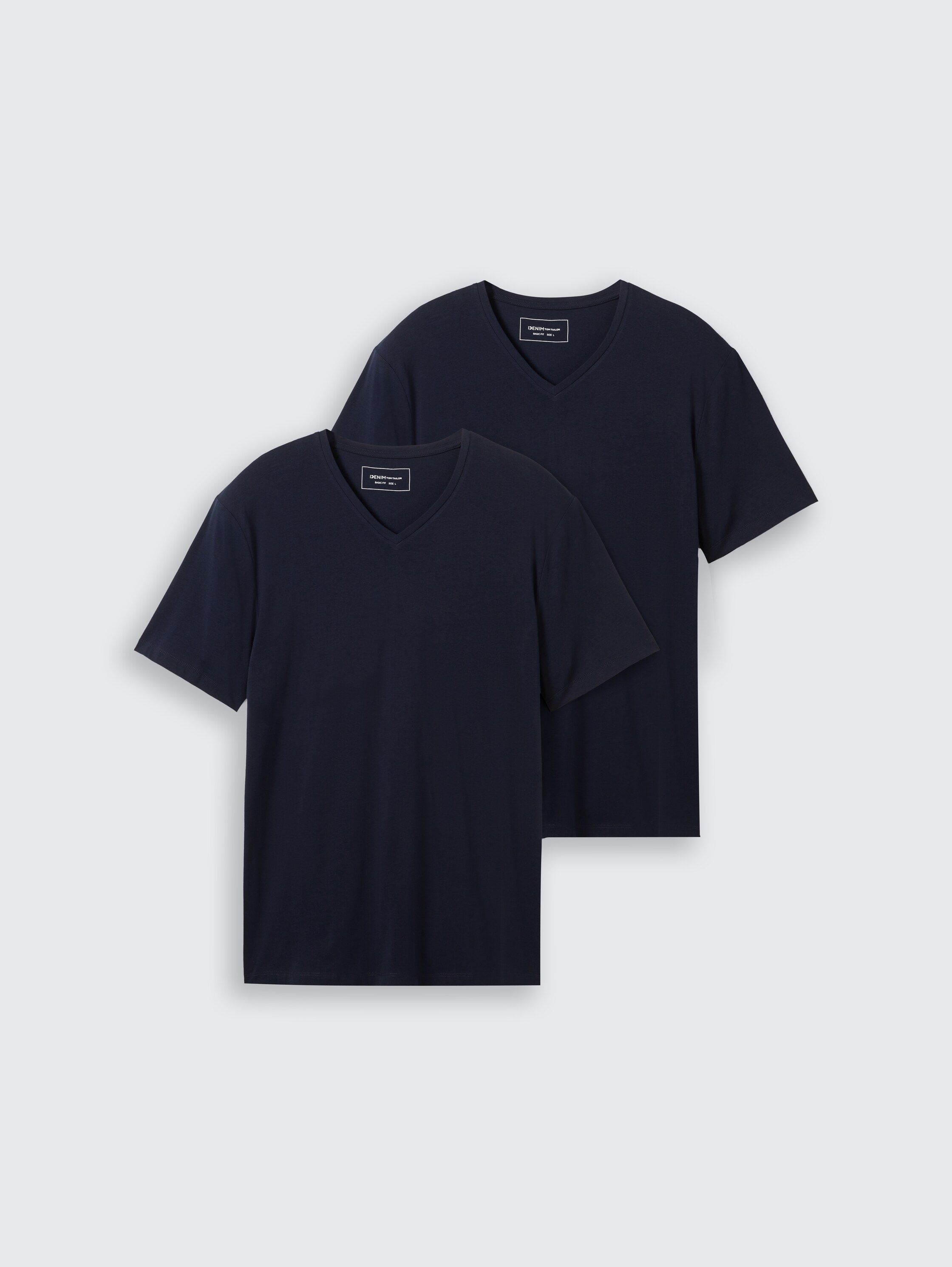 Basic T-shirt in een dubbele verpakking met V-hals - sky_captain_blue_1 - 