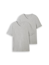 Niet geselecteerd, Basic T-shirt in een dubbele verpakking met V-hals door , grauw