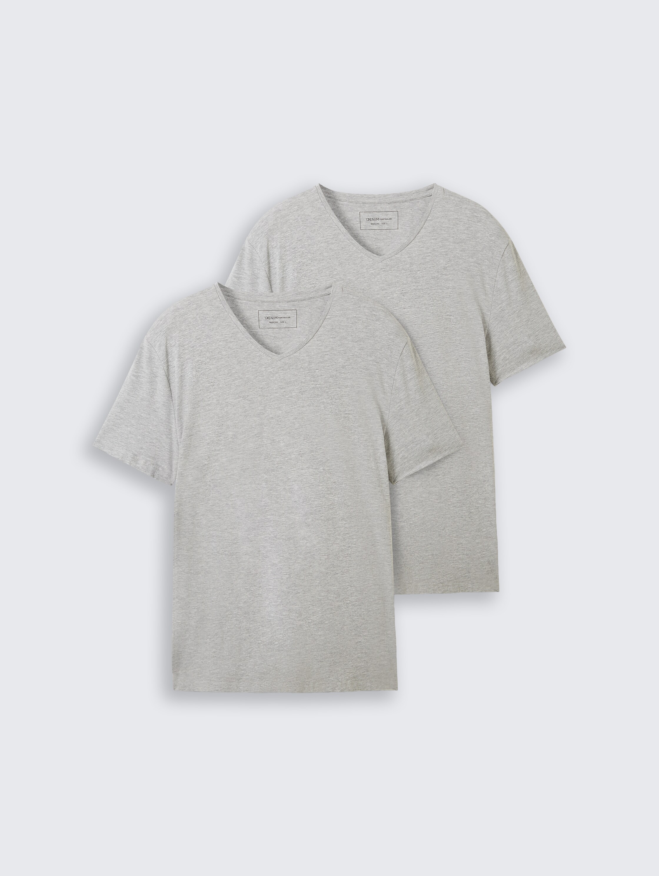 Basic T-shirt in a double pack with V-neck - middle_grey_melange - 