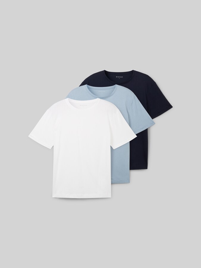 T-shirts basiques en pack de trois par Men, White