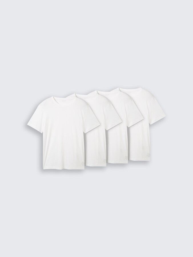 Katoenen T-shirts in een 4-pack door Men, White
