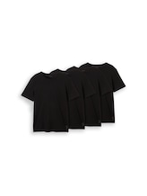 Ausgewählt, T-Shirts aus Baumwolle im 4er-Pack von Tom Tailor, schwarz