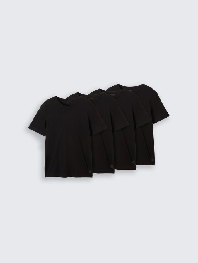 Cotton T-shirts in a pack of 4 by Men, Black
