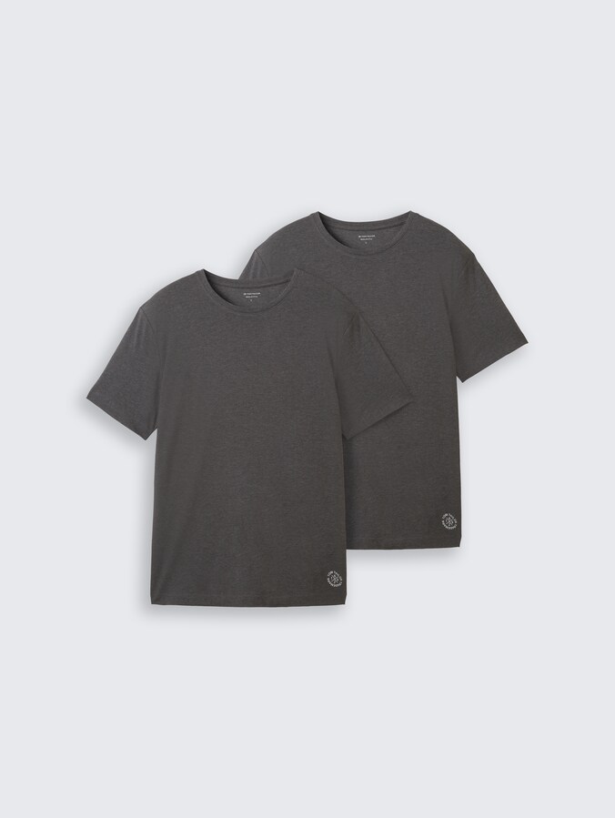 Basic T-shirts in een 2-pack door Men, Dark Grey Melange