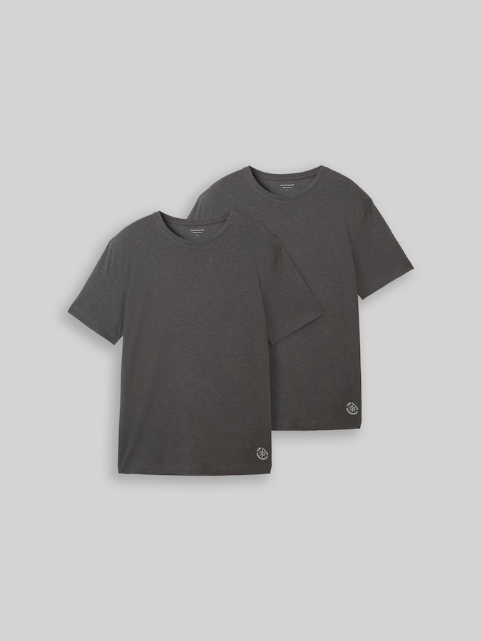 T-shirts basiques en pack de 2 par Men, Dark Grey Melange