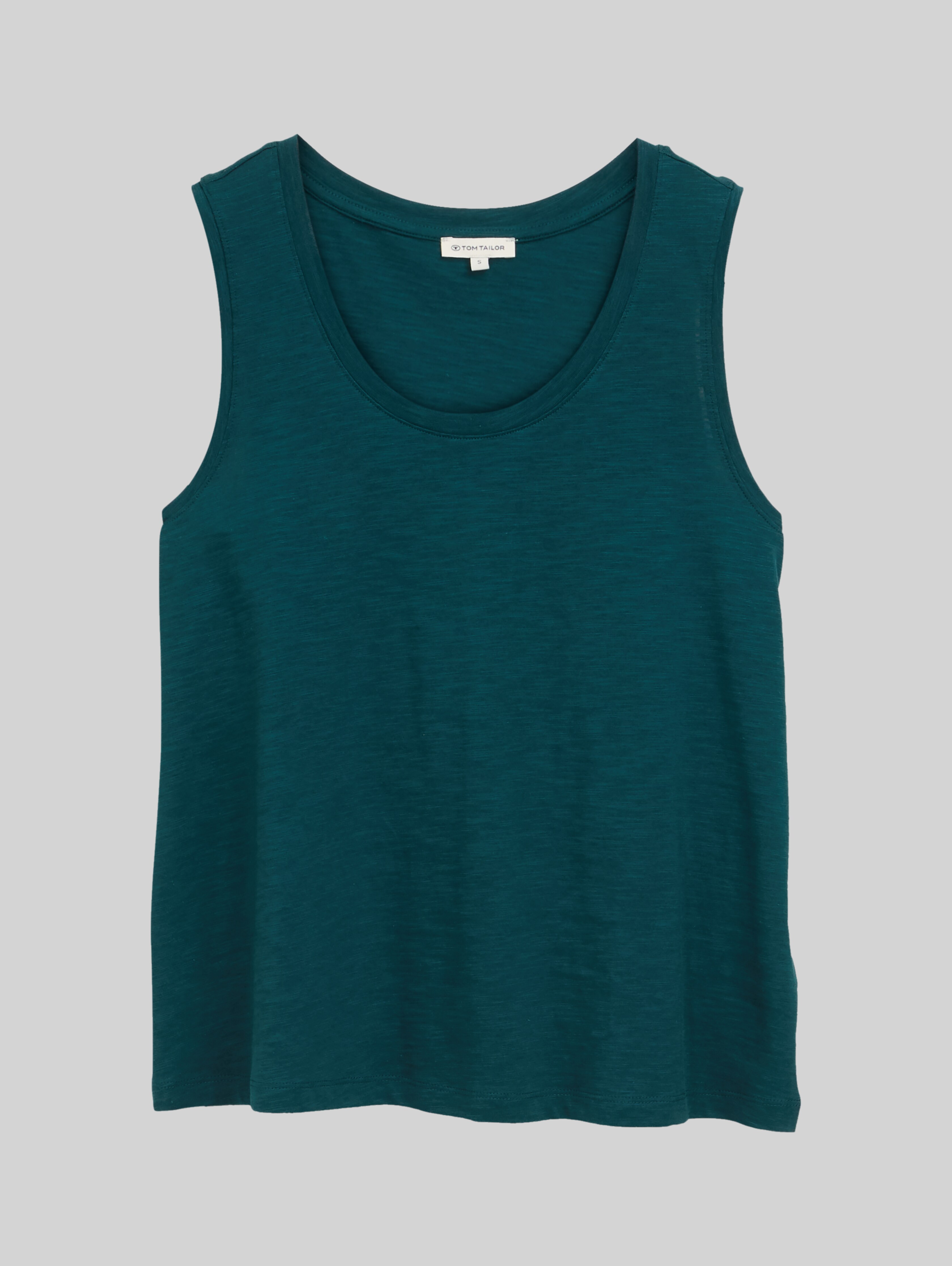 Tom Tailor Denim Basic Top – ärmellos, Mit Rippstruktur, Aus Baumwolle-Viskose, Für Freizeit & Urlaub