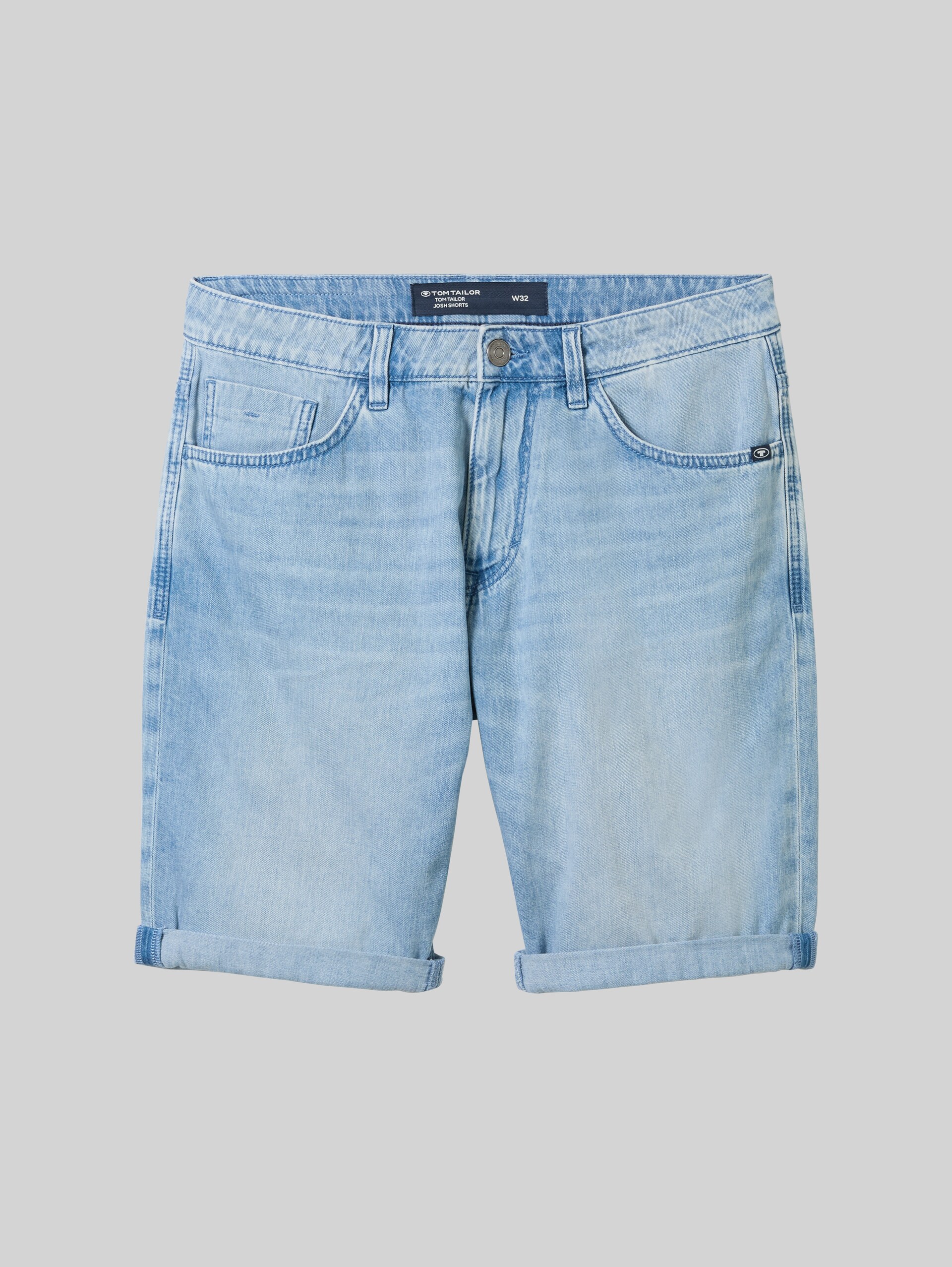 Ultra light Josh denim shorts - Used Light Stone Blue Denim - Front product view