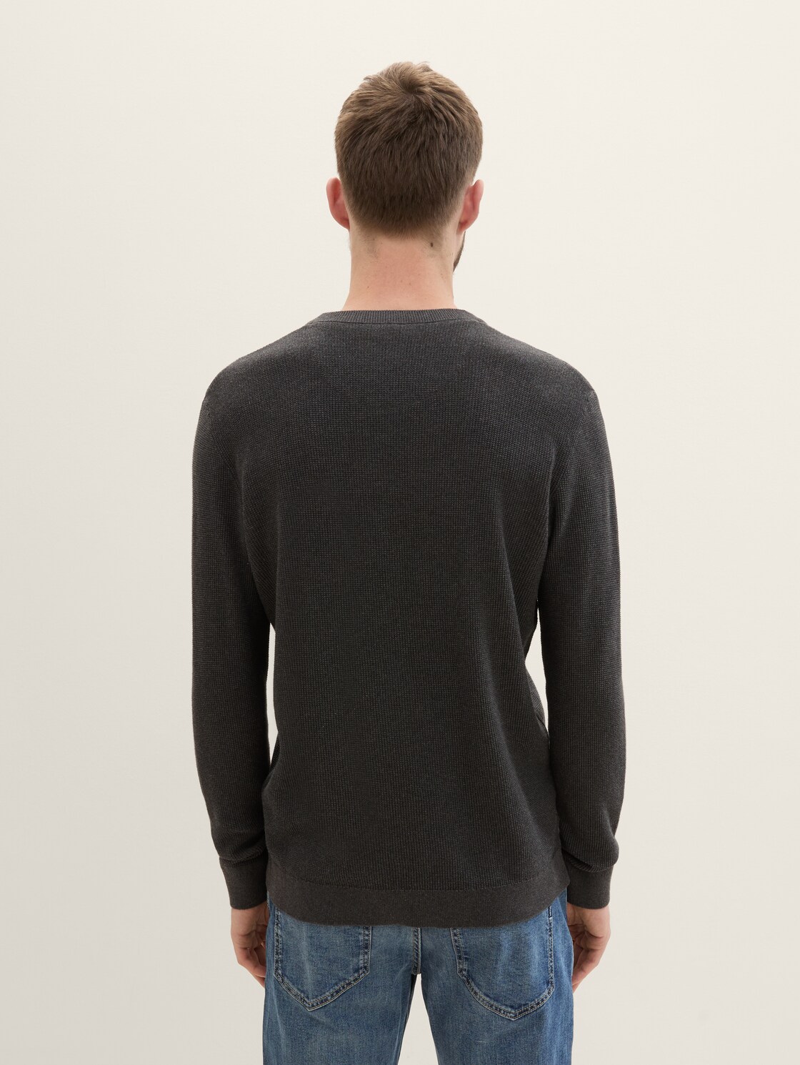 Strickpullover aus Baumwolle - Black Grey Melange