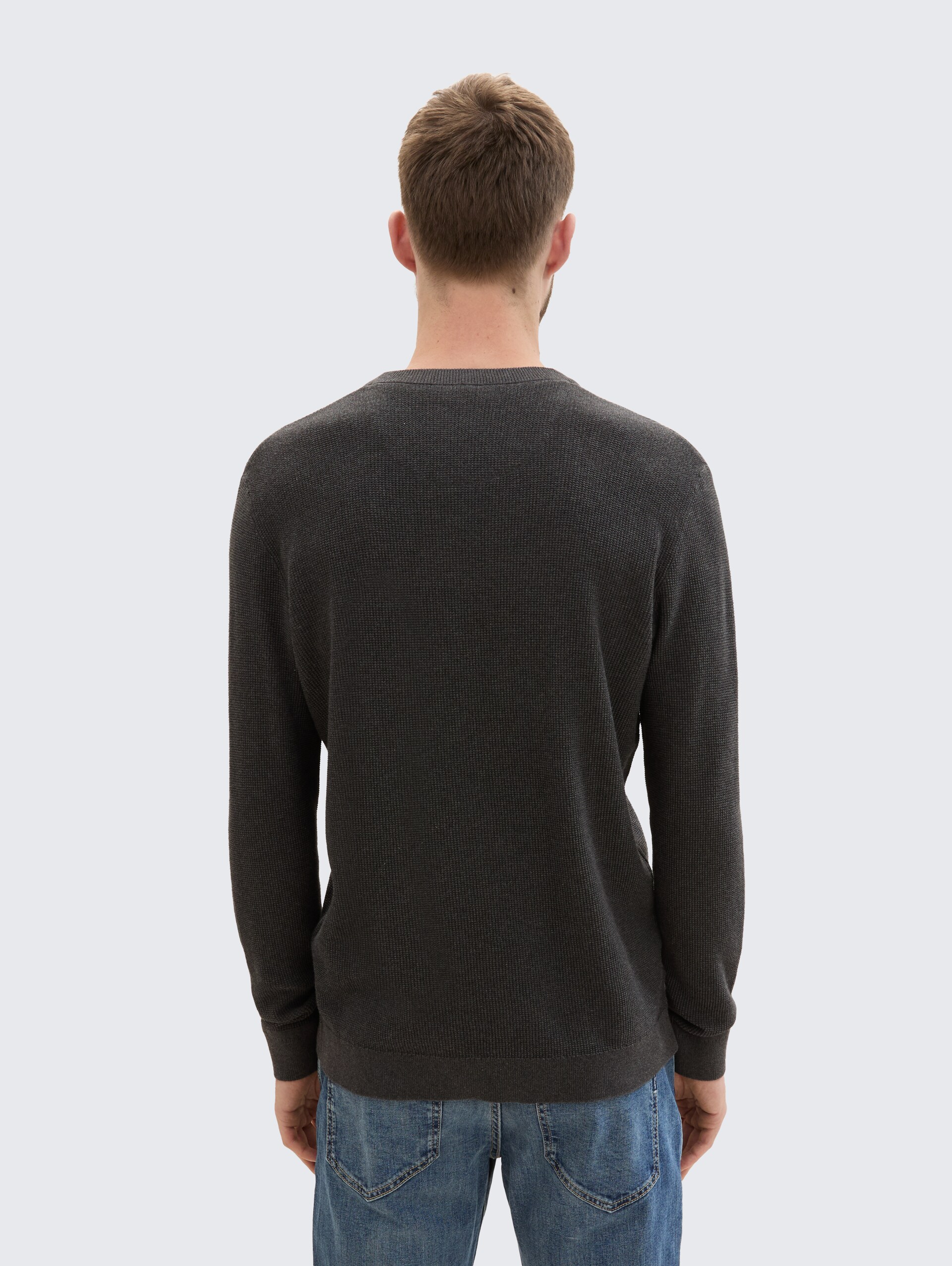 Strickpullover aus Baumwolle - Black Grey Melange