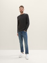 Pull en coton - Black Grey Melange - Vue de face du modèle