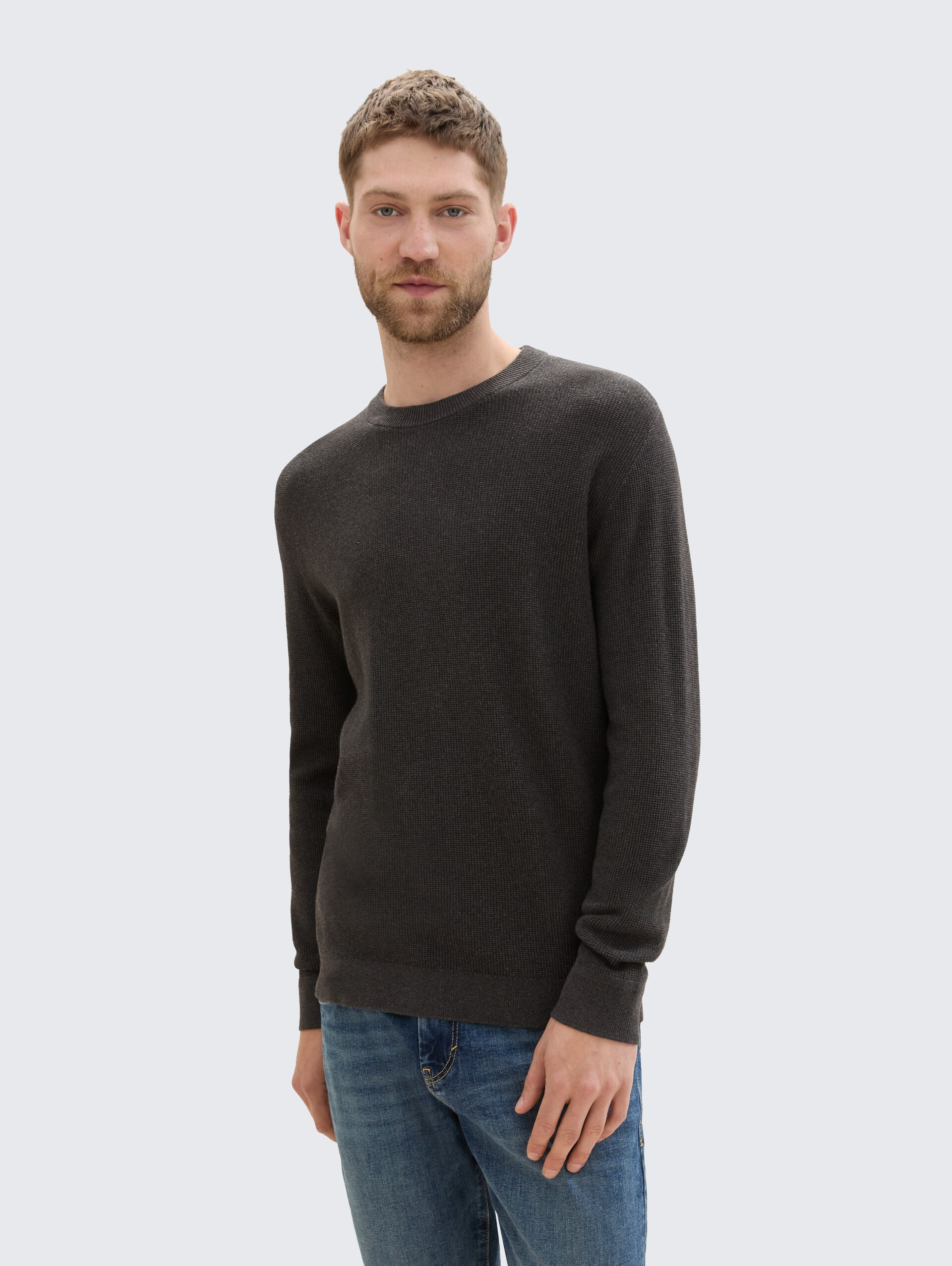 Strickpullover aus Baumwolle - Black Grey Melange