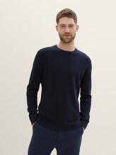 Pull en coton - Knitted Navy Melange - Découpe Vue de face du modèle