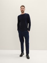 Pull en coton - Knitted Navy Melange - Vue de face du modèle