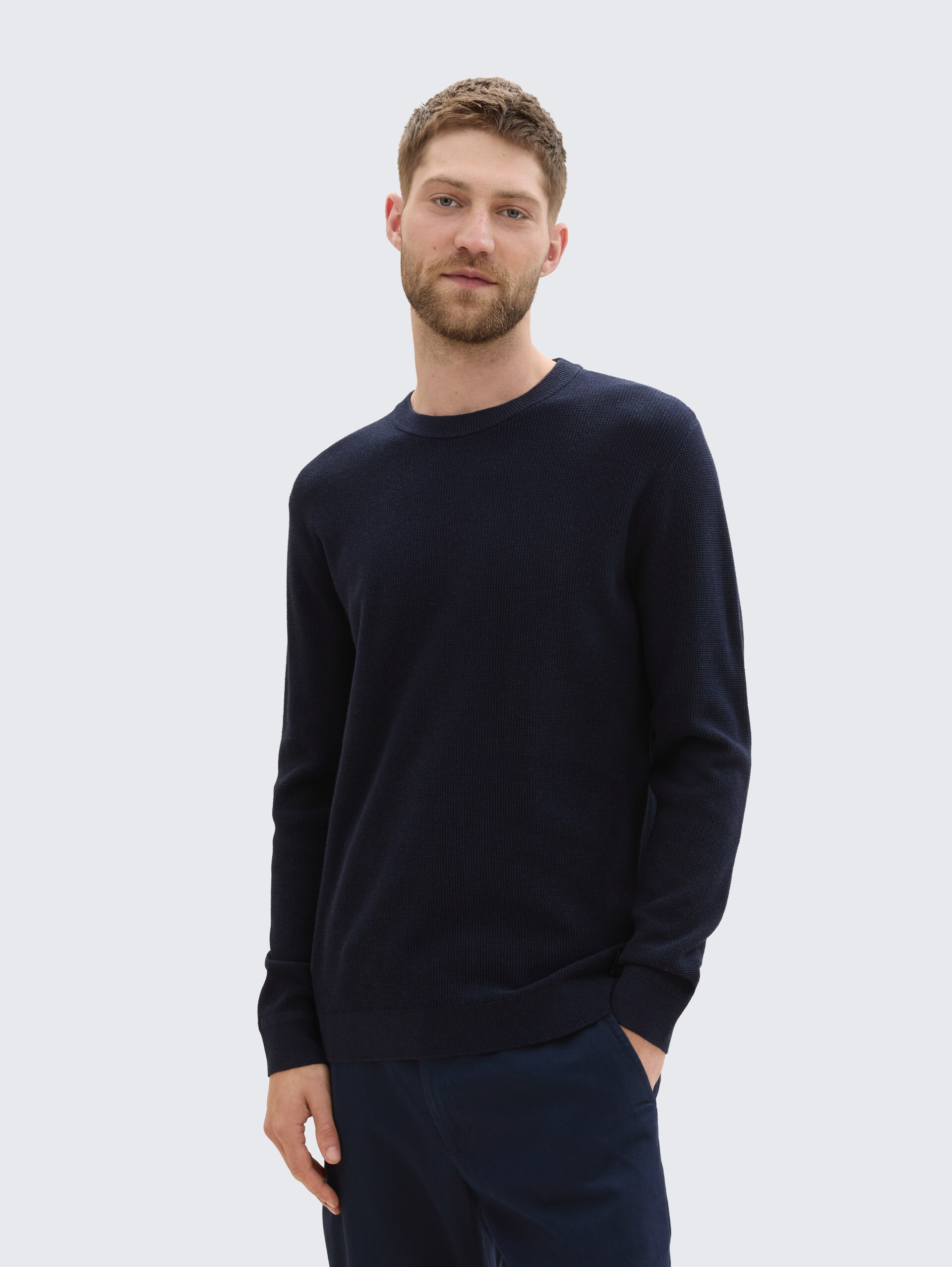 Strickpullover aus Baumwolle - Knitted Navy Melange