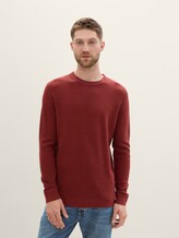 Pull en maille de coton - burgundy dark red melange - Découpe Vue de face du modèle