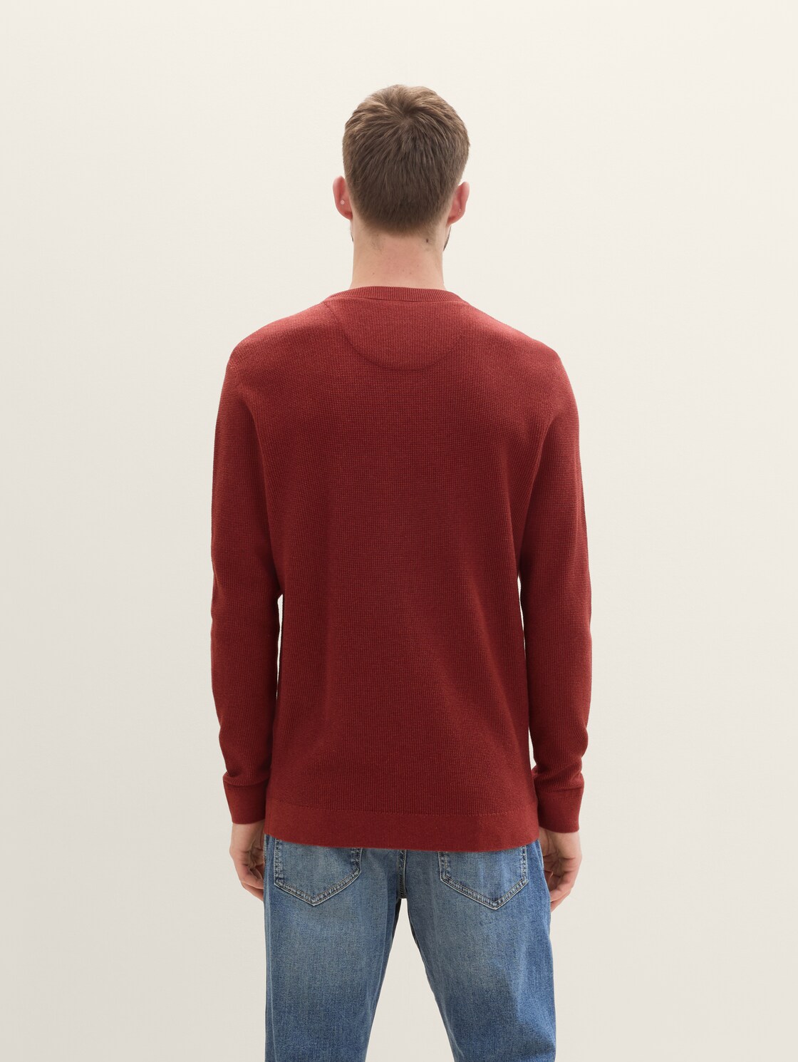 Strickpullover aus Baumwolle - burgundy dark red melange