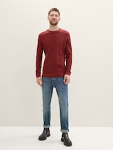 Pull en maille de coton - burgundy dark red melange - Vue de face du modèle