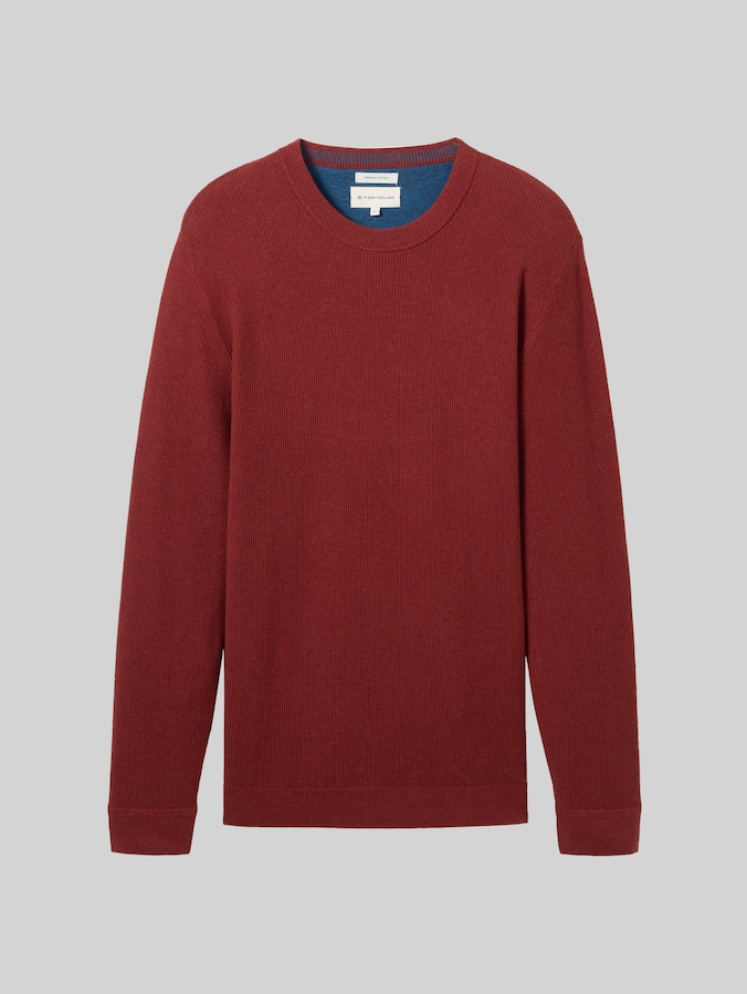 Strickpullover aus Baumwolle von Men, burgundy dark red melange