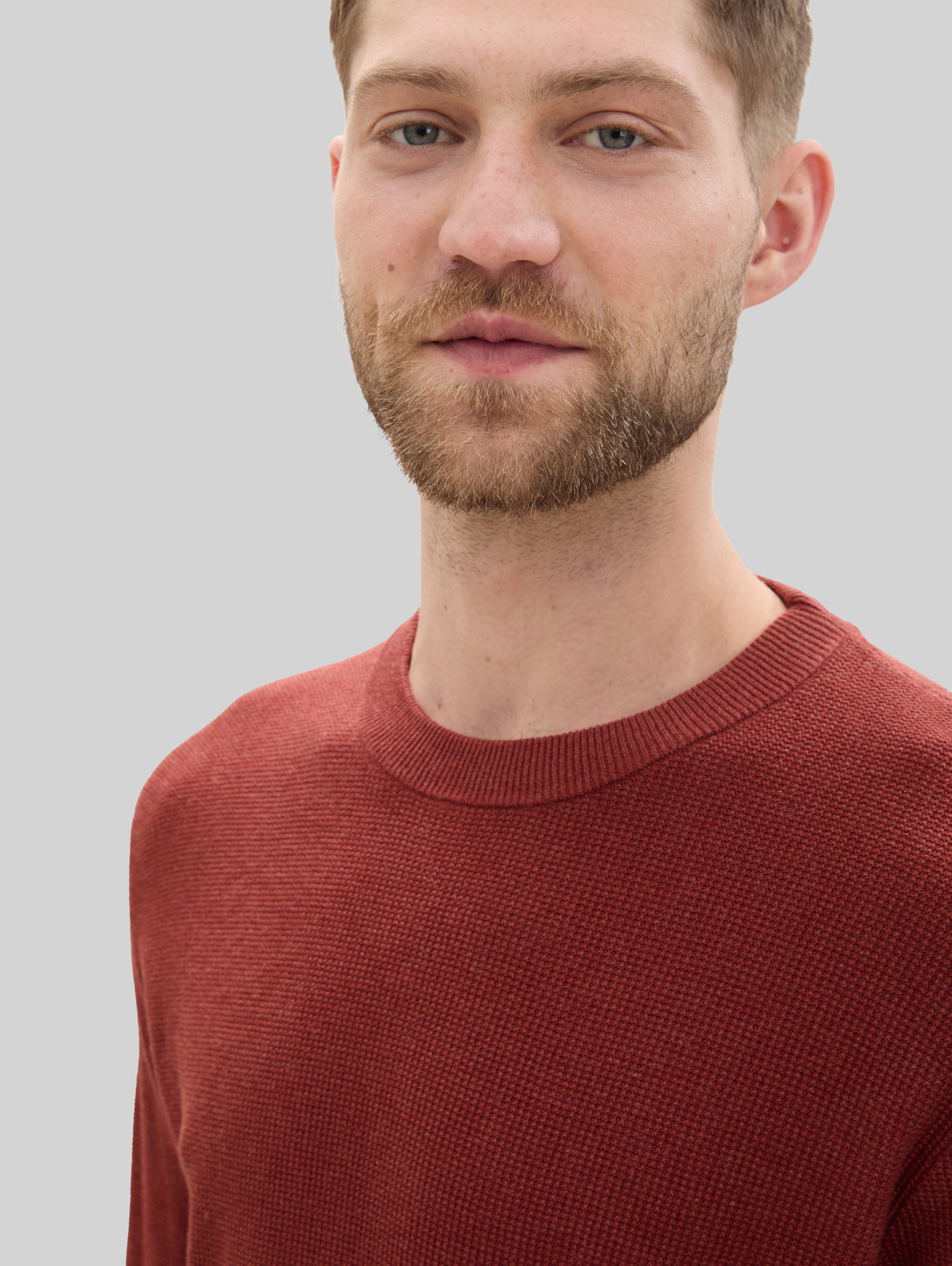 Cotton knitted jumper in red by Tom Tailor