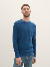 Pull en coton - dark teal melange - Découpe Vue de face du modèle