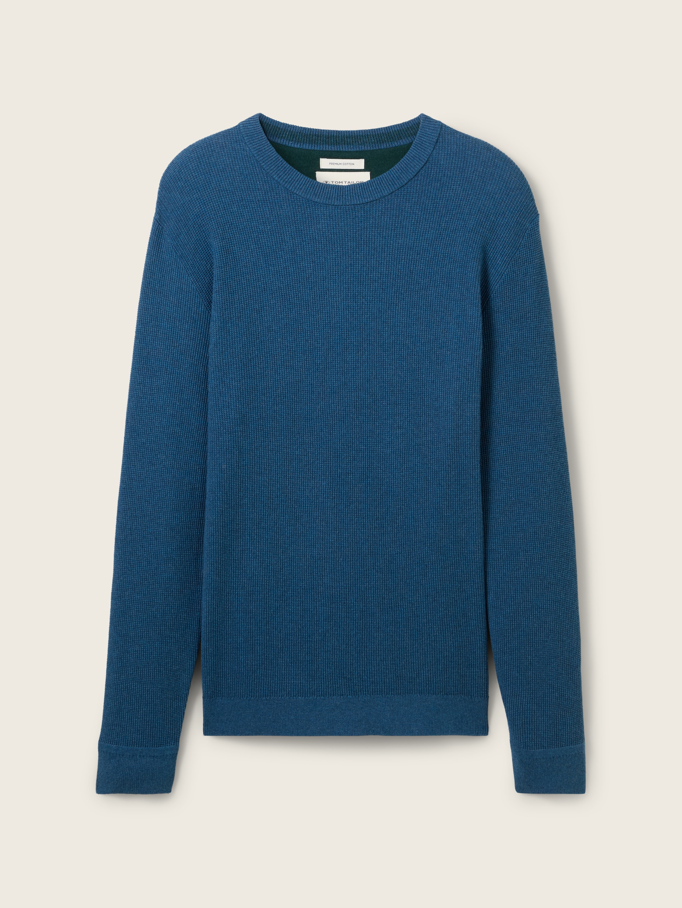 Strickpullover aus Baumwolle - dark_teal_melange - 