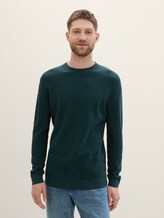Pull en coton - dark tree green melange - Découpe Vue de face du modèle