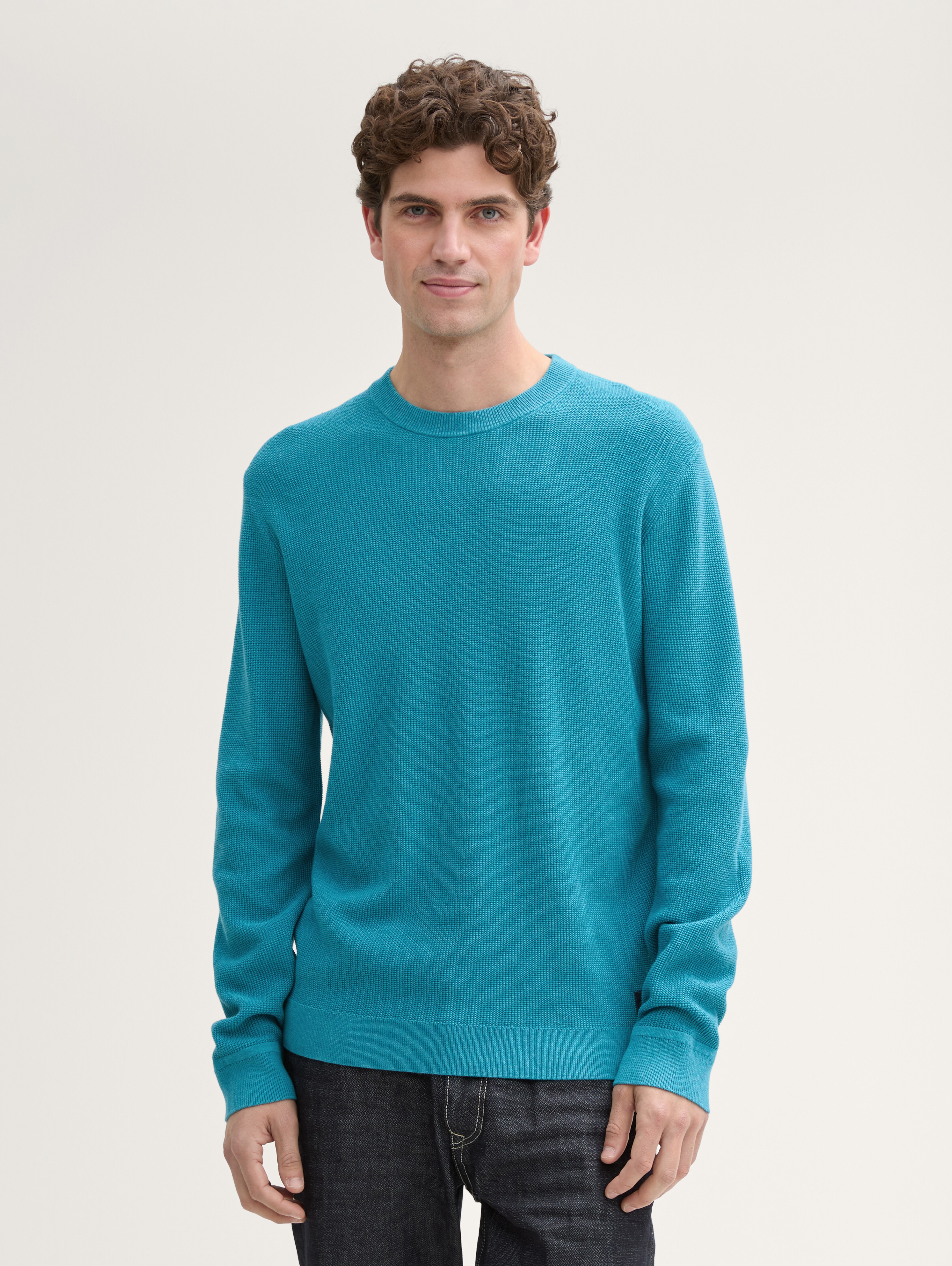 Strickpullover aus Baumwolle von Men, turquoise blue melange