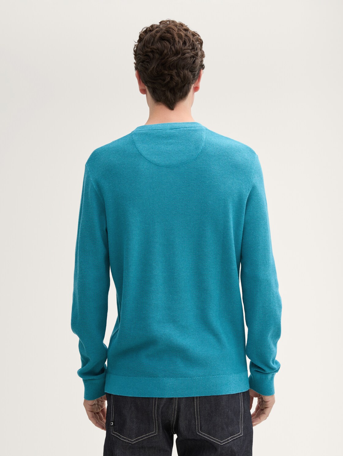 Strickpullover aus Baumwolle - turquoise blue melange