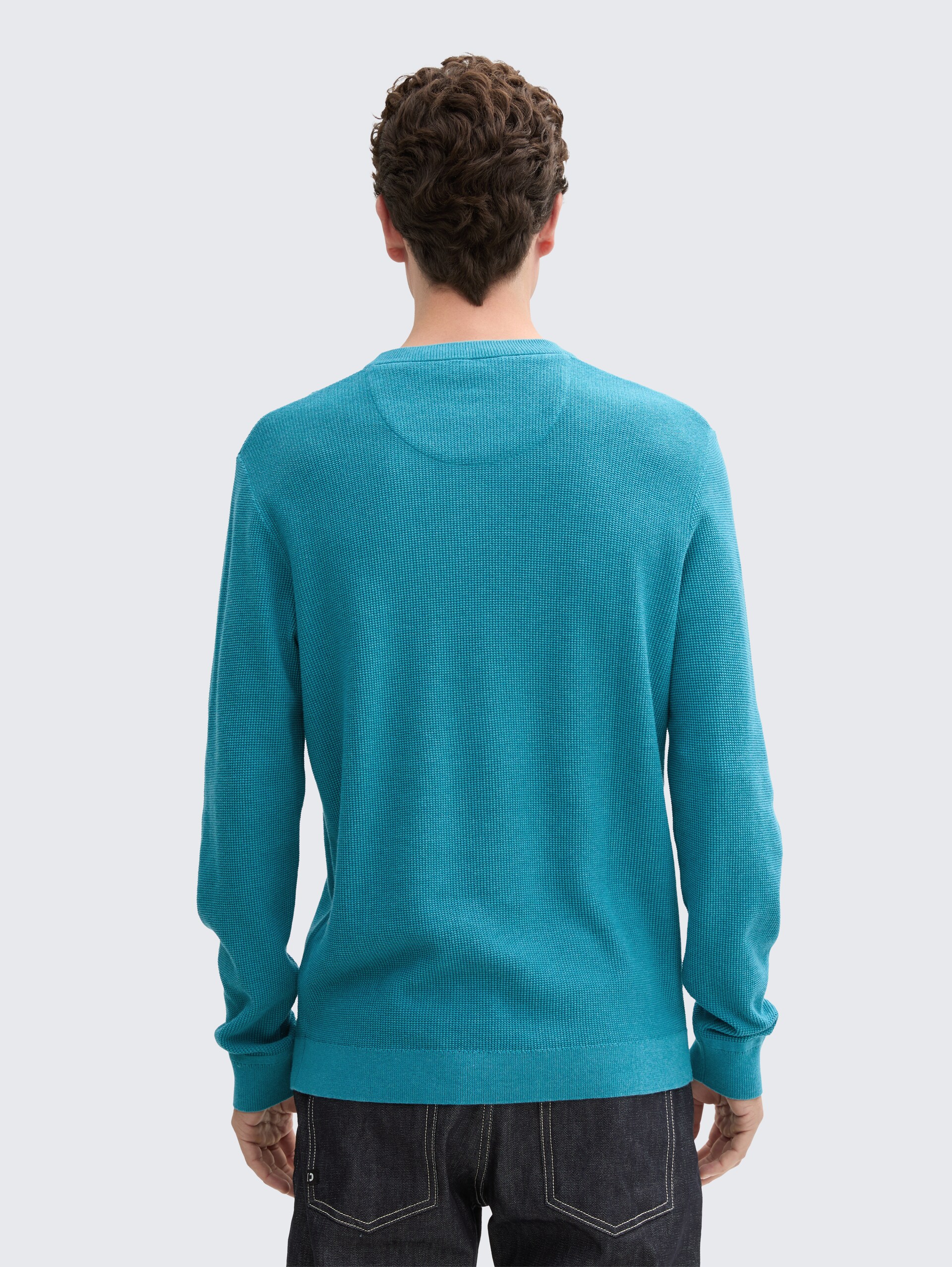 Strickpullover aus Baumwolle - turquoise blue melange