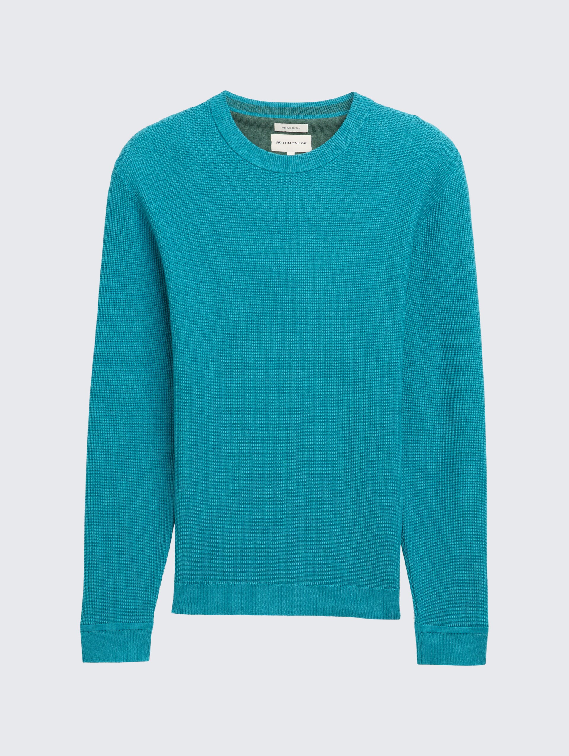 Strickpullover aus Baumwolle - turquoise blue melange