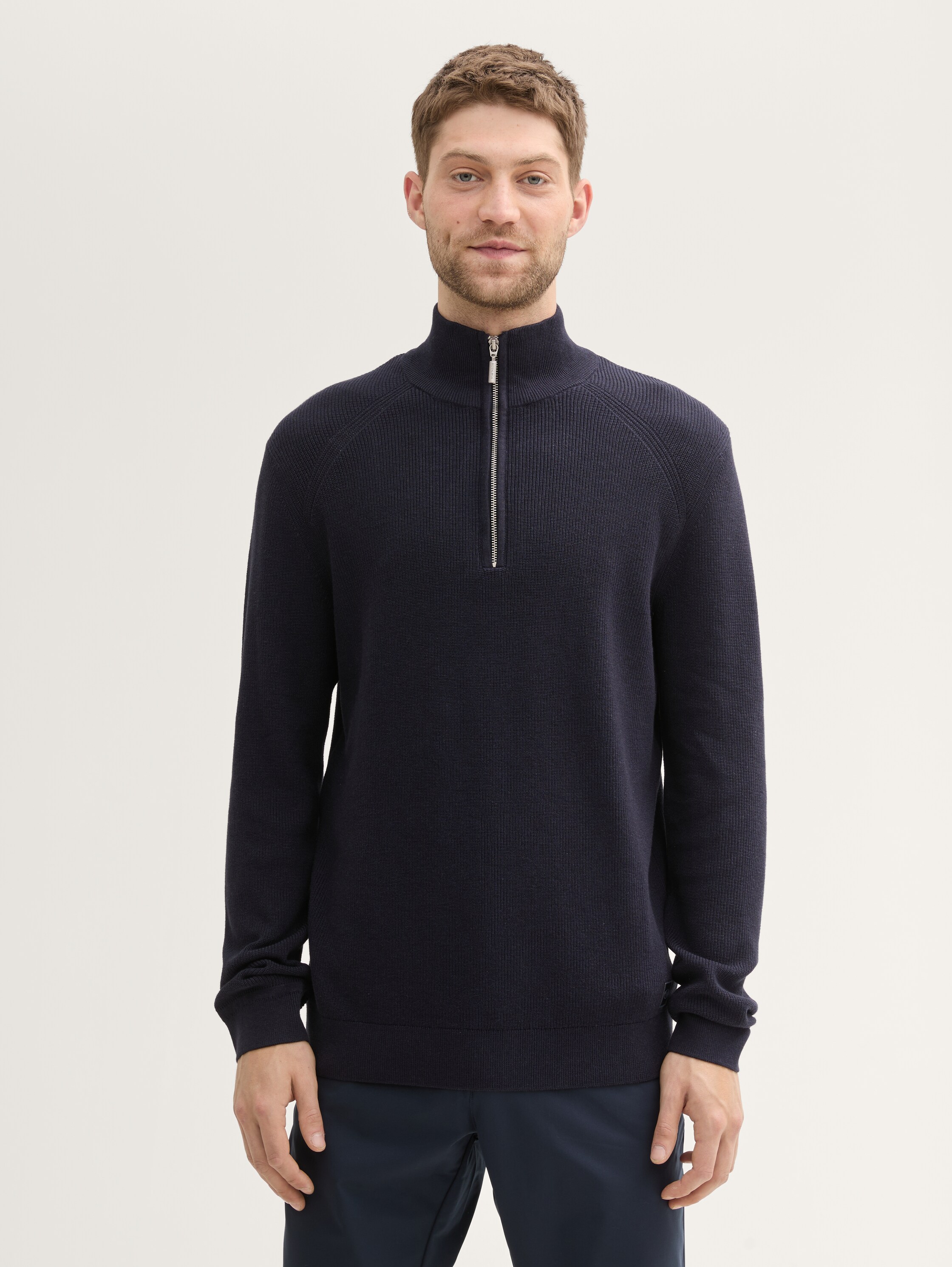 Strukturierter Strick Troyer - knitted_navy_melange - 