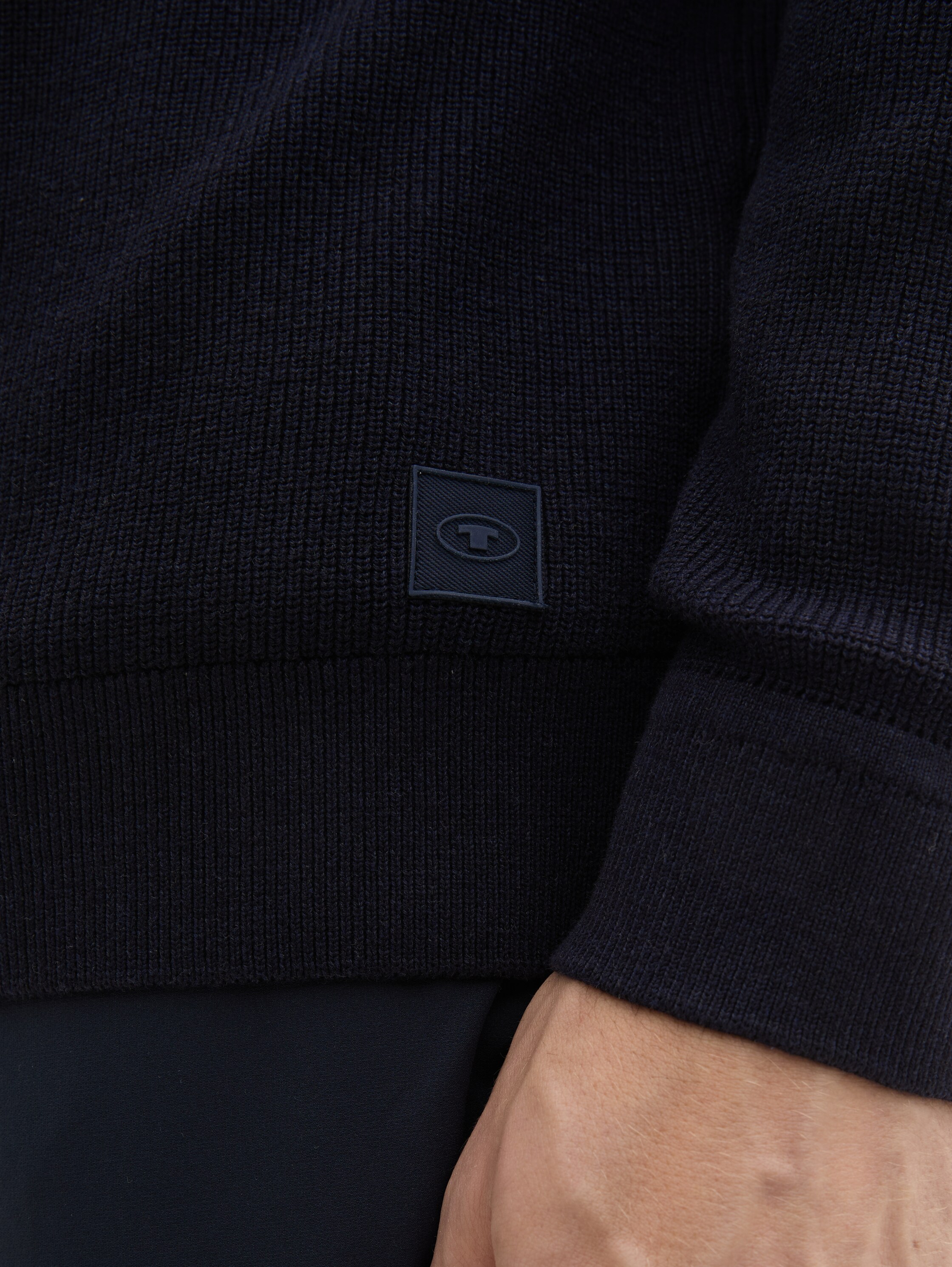 Strukturierter Strick Troyer - knitted_navy_melange - 