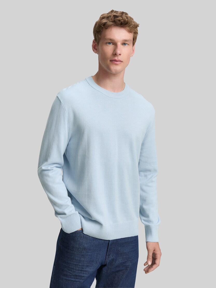 Basic katoenen gebreide trui door Denim Male, Light Metal Blue