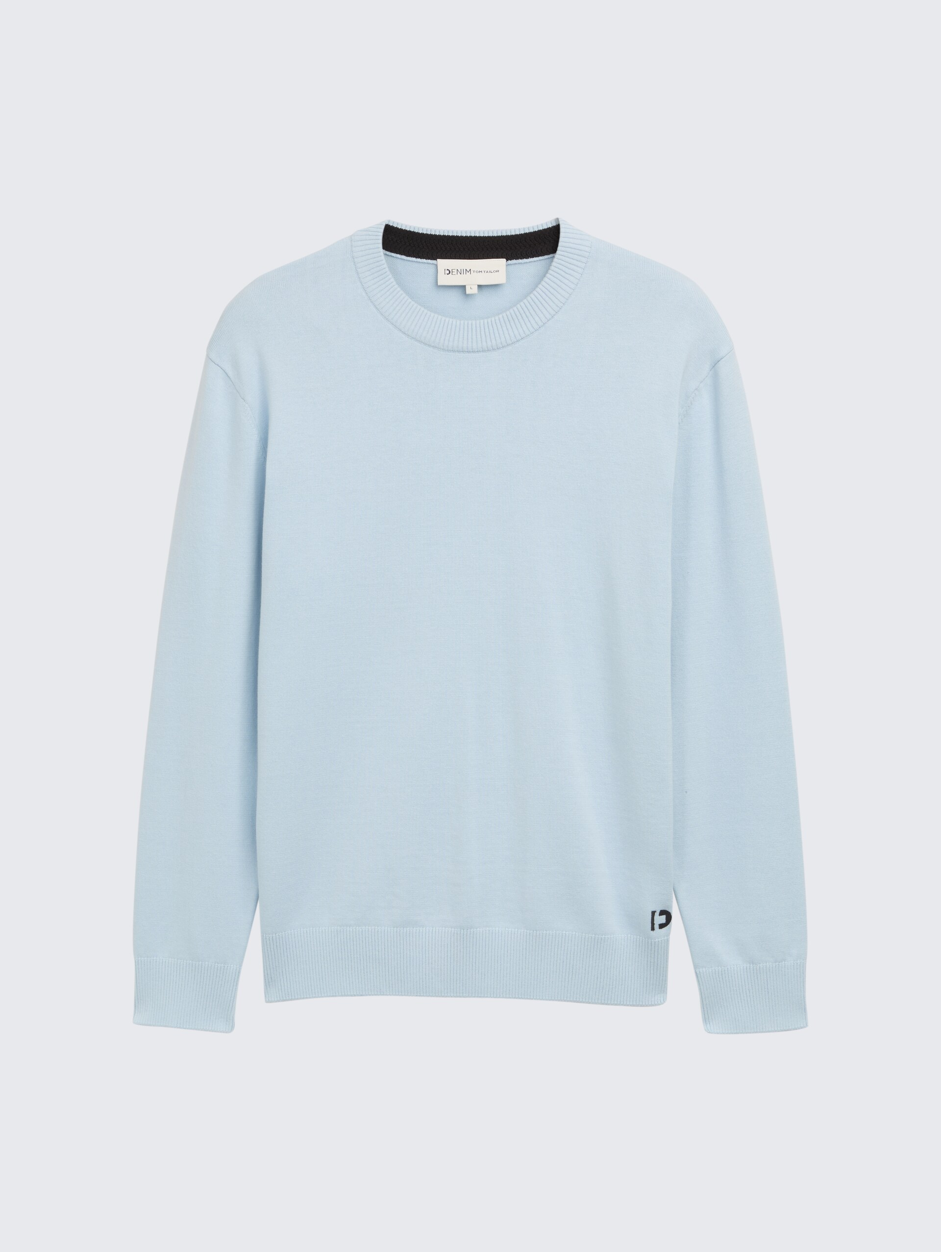 Basic Strickpullover aus Baumwolle - Light Metal Blue