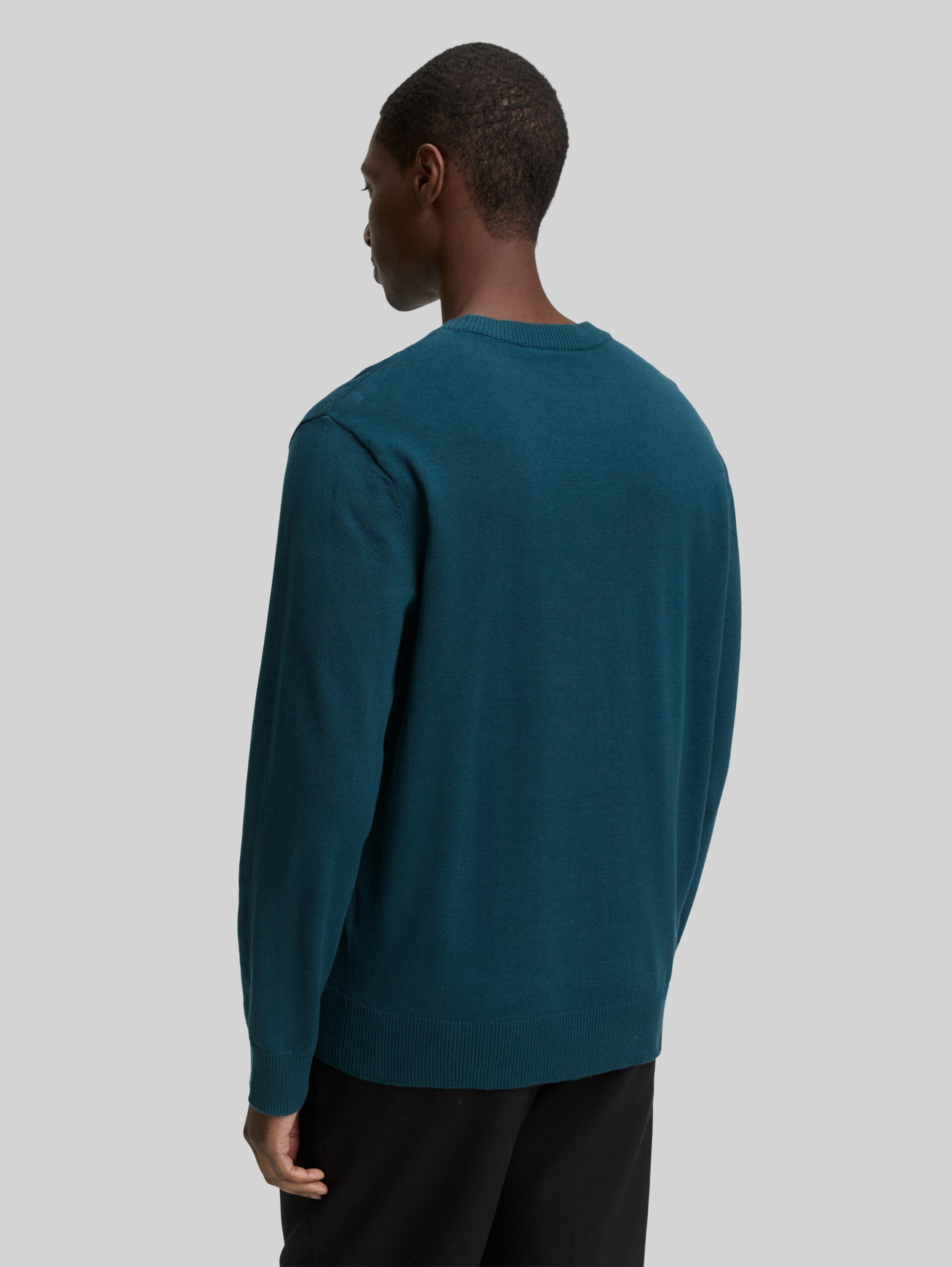 Basic Strickpullover aus Baumwolle - deep pond green