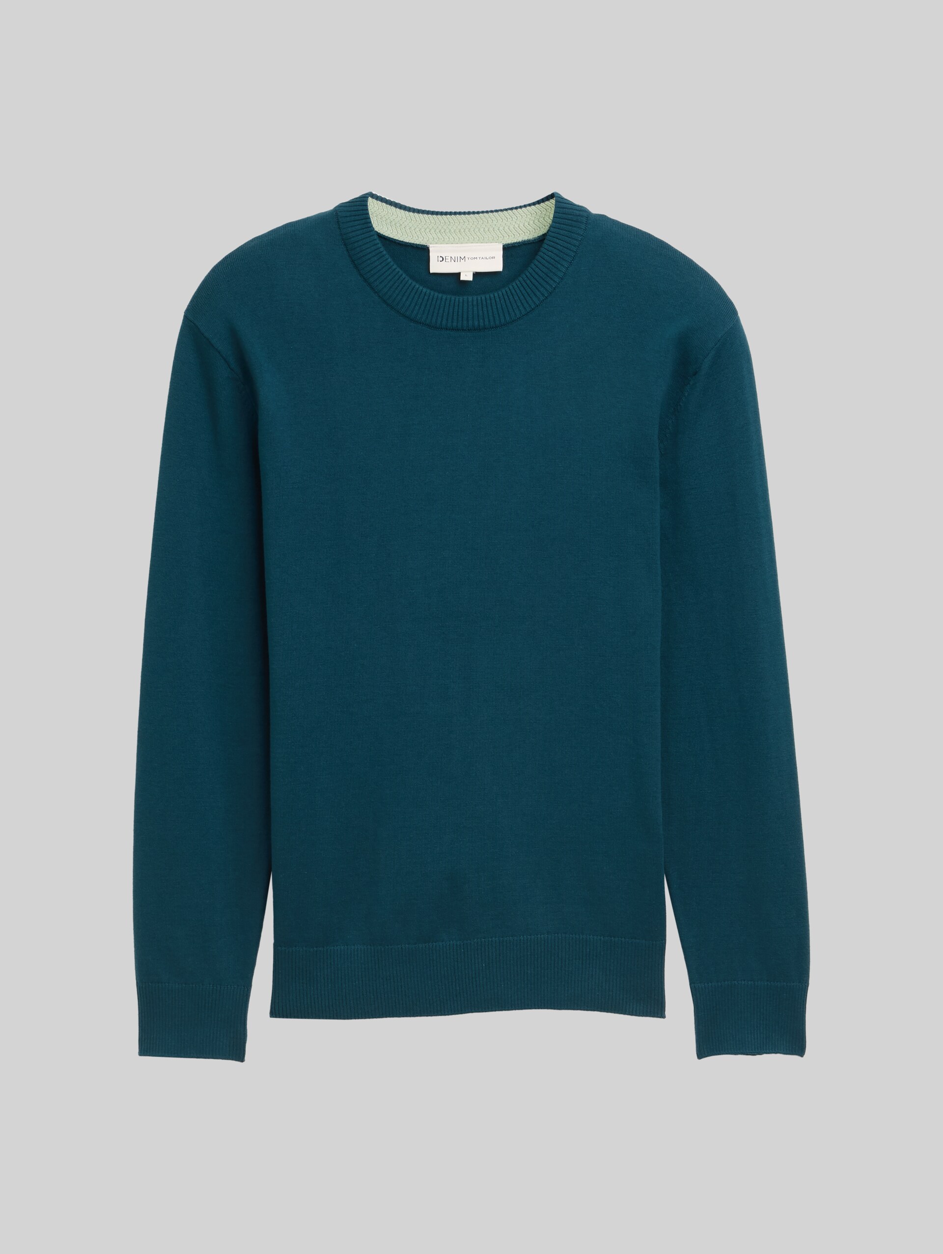Basic Strickpullover aus Baumwolle - deep pond green