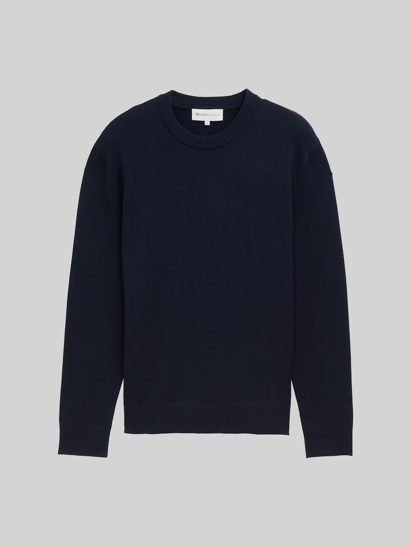Basic katoenen gebreide trui door Denim Male, dark navy