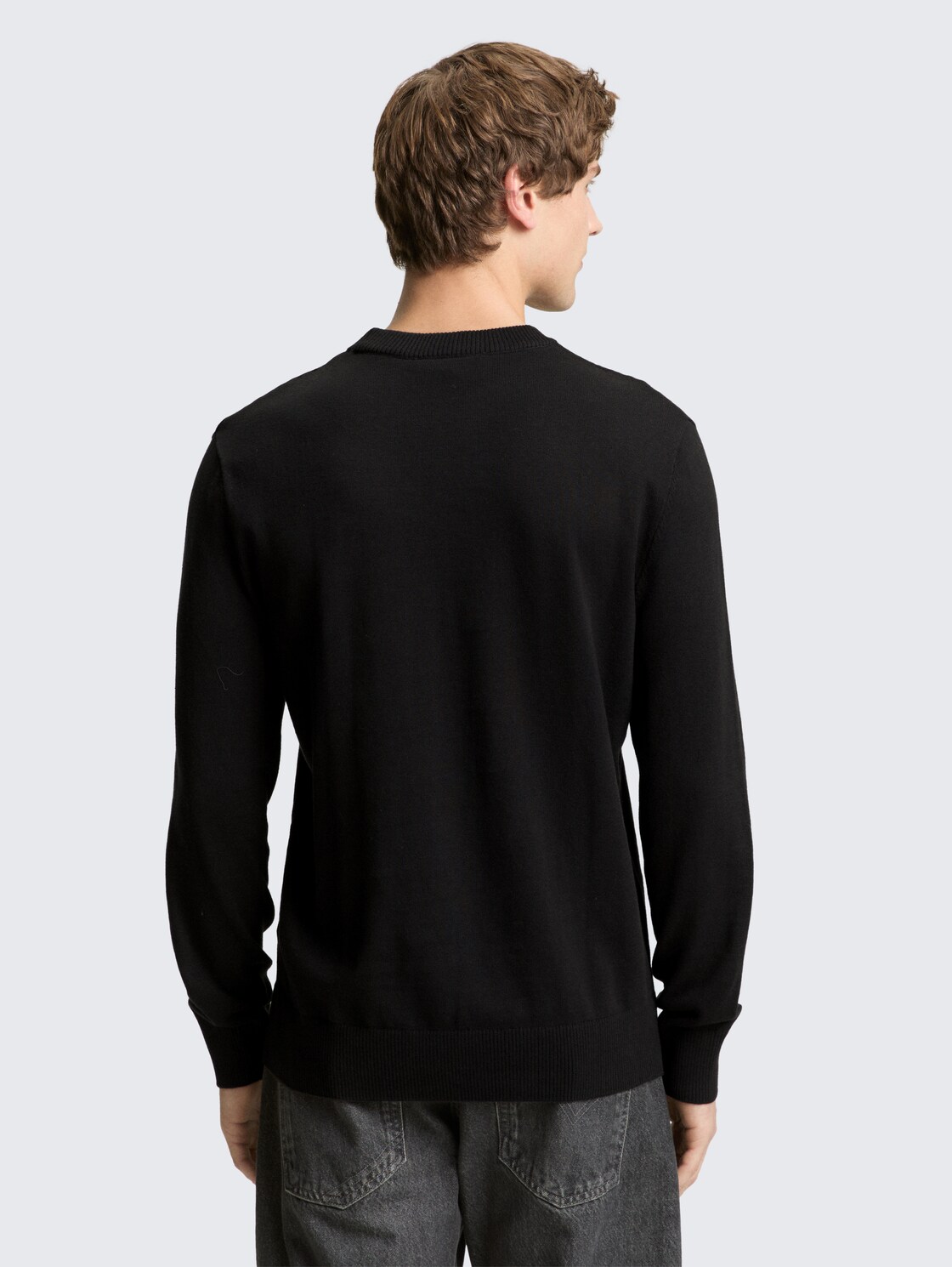 Basic Strickpullover aus Baumwolle - Black