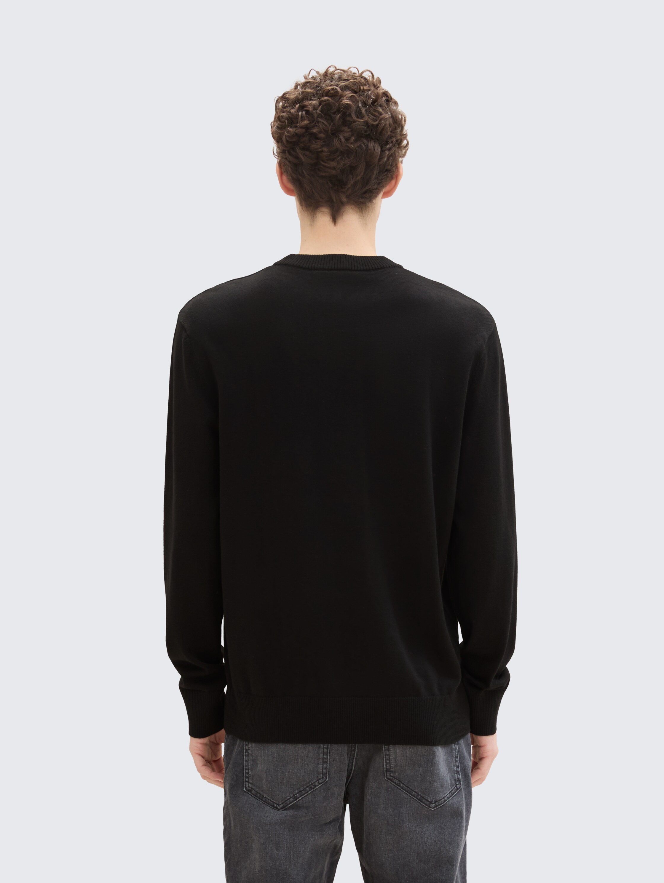 Basic gebreide trui van katoen - black - 