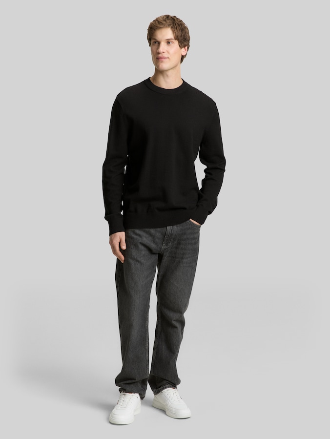 Basic Strickpullover aus Baumwolle von Denim Male, Black