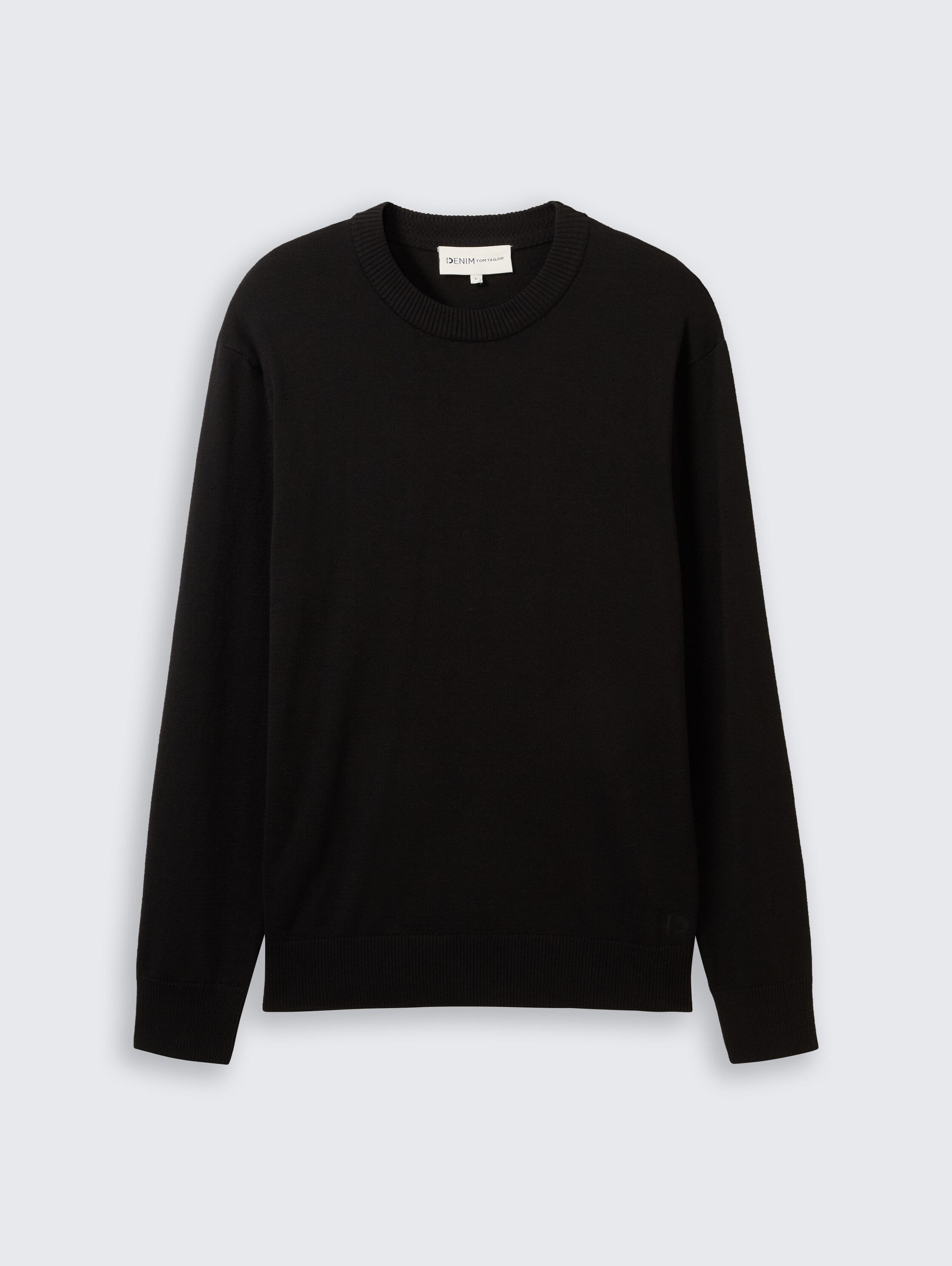 Basic gebreide trui van katoen - black - 