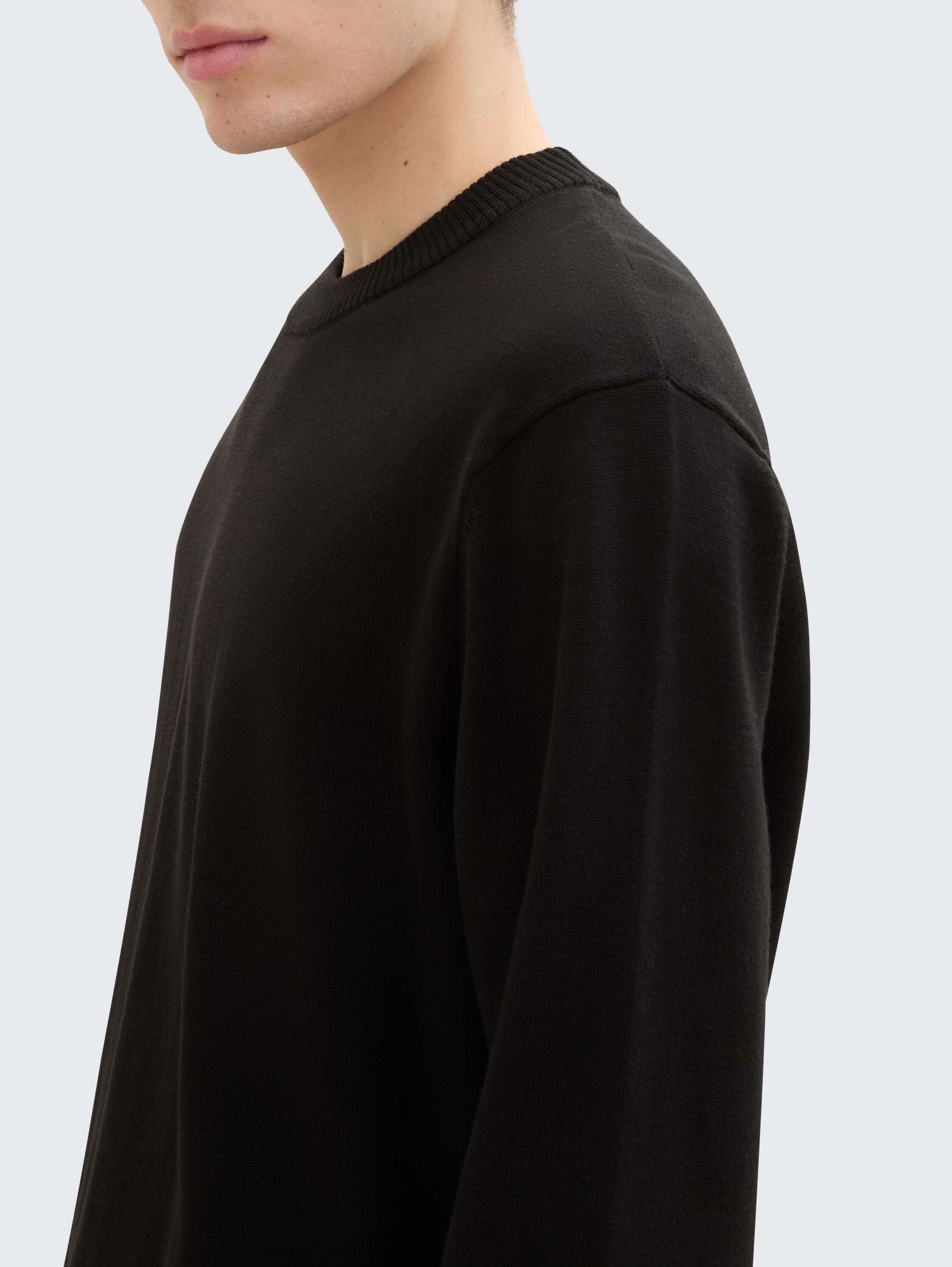 Basic gebreide trui van katoen - black - 