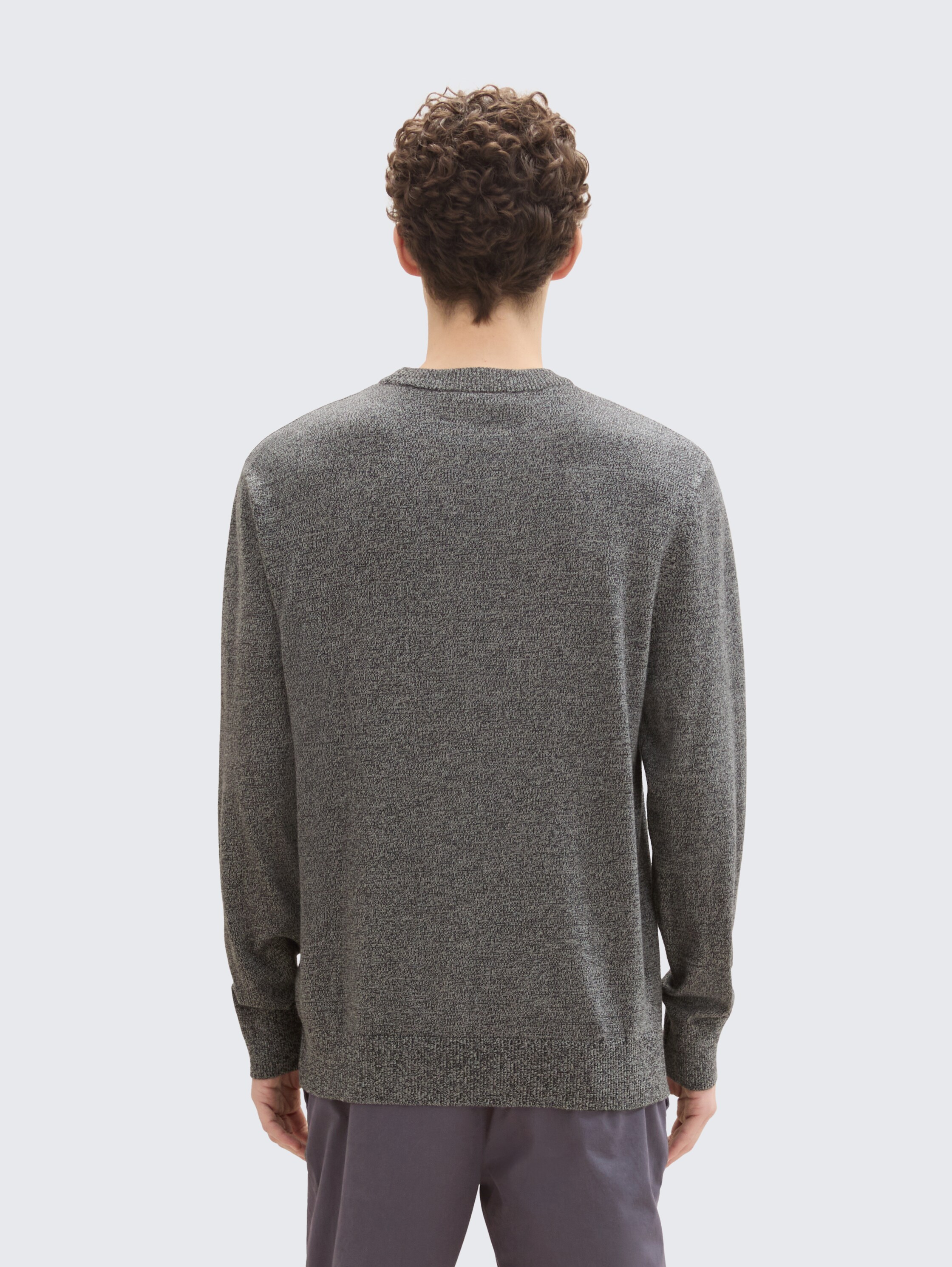Basic gebreide trui van katoen - grey_tonal_mouline - 