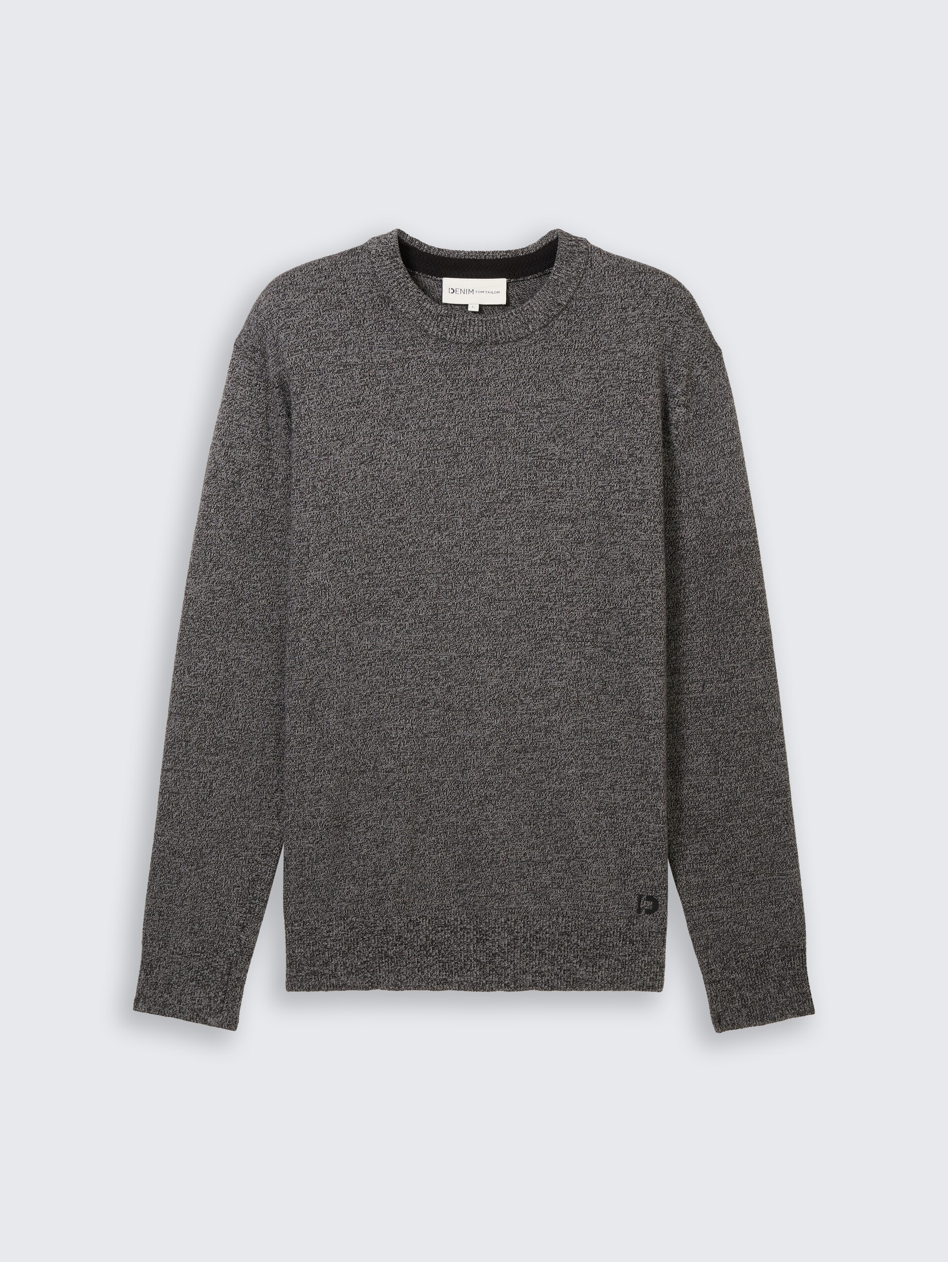 Basic Strickpullover aus Baumwolle - grey tonal mouline