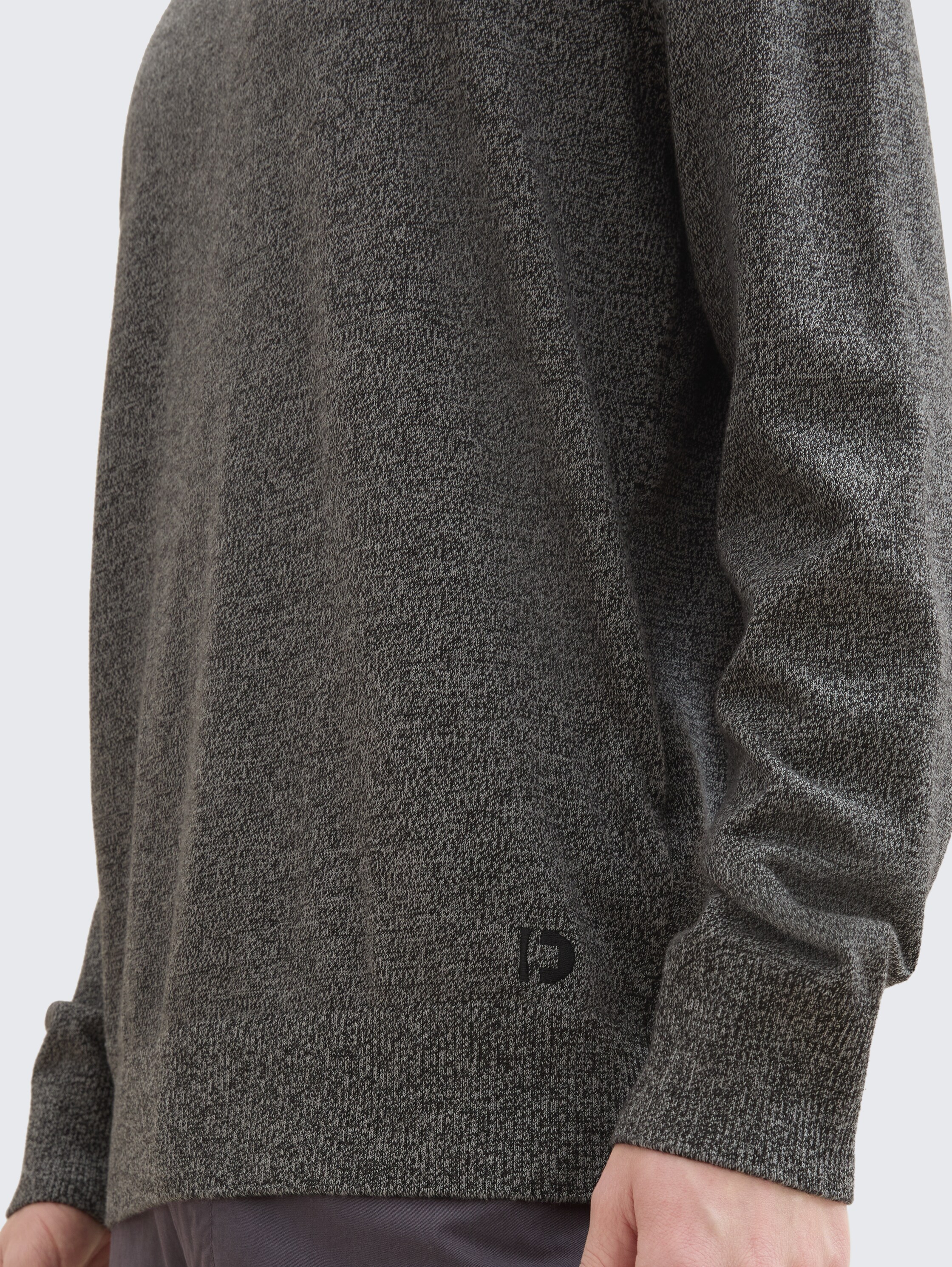 Basic gebreide trui van katoen - grey_tonal_mouline - 