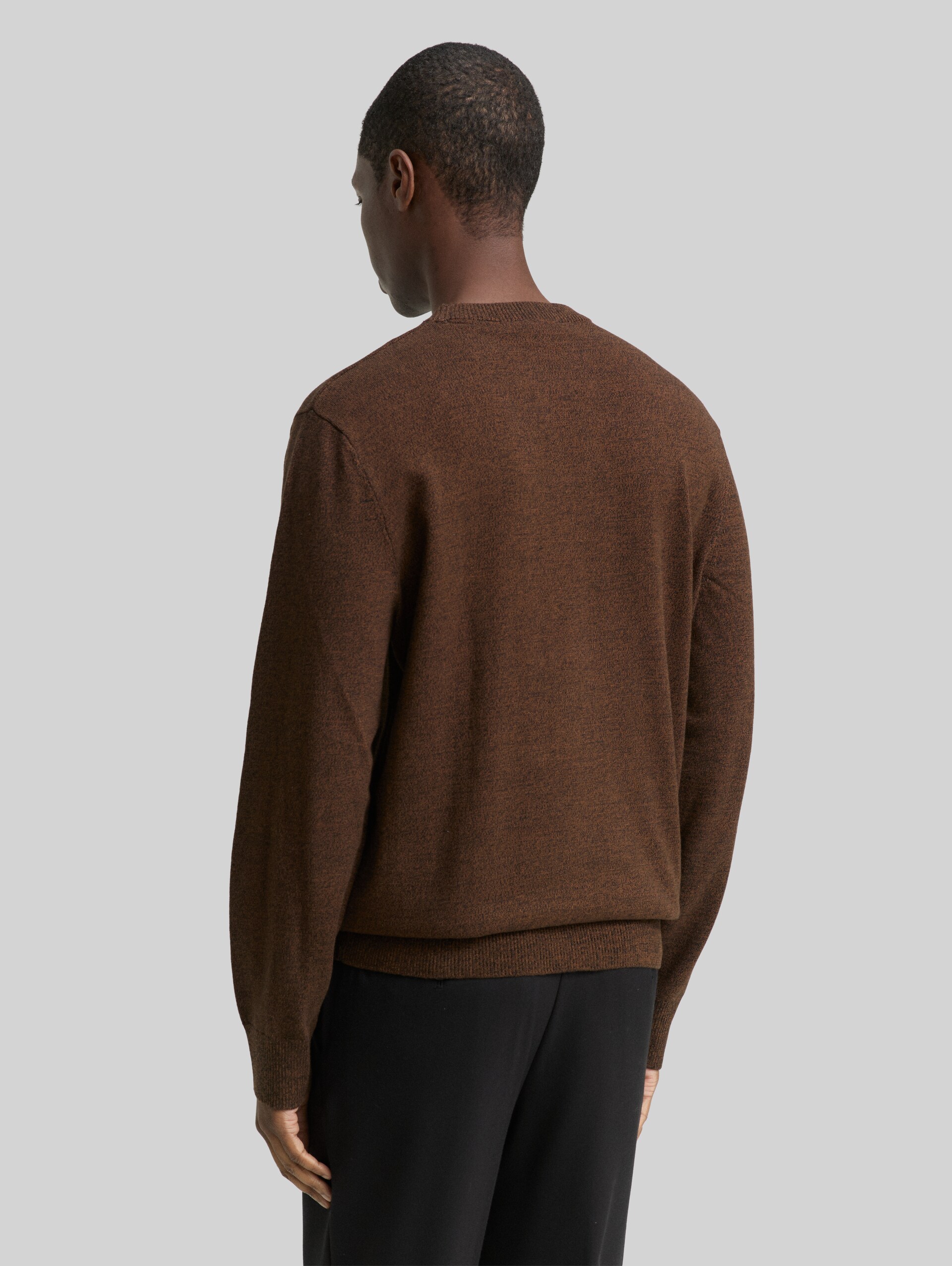 Basic Strickpullover aus Baumwolle - brown black mouline