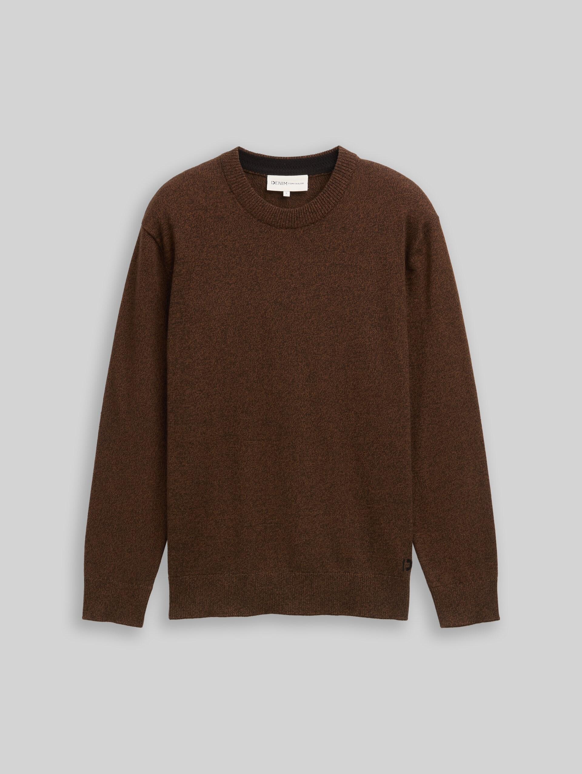 Basic Strickpullover aus Baumwolle - brown black mouline