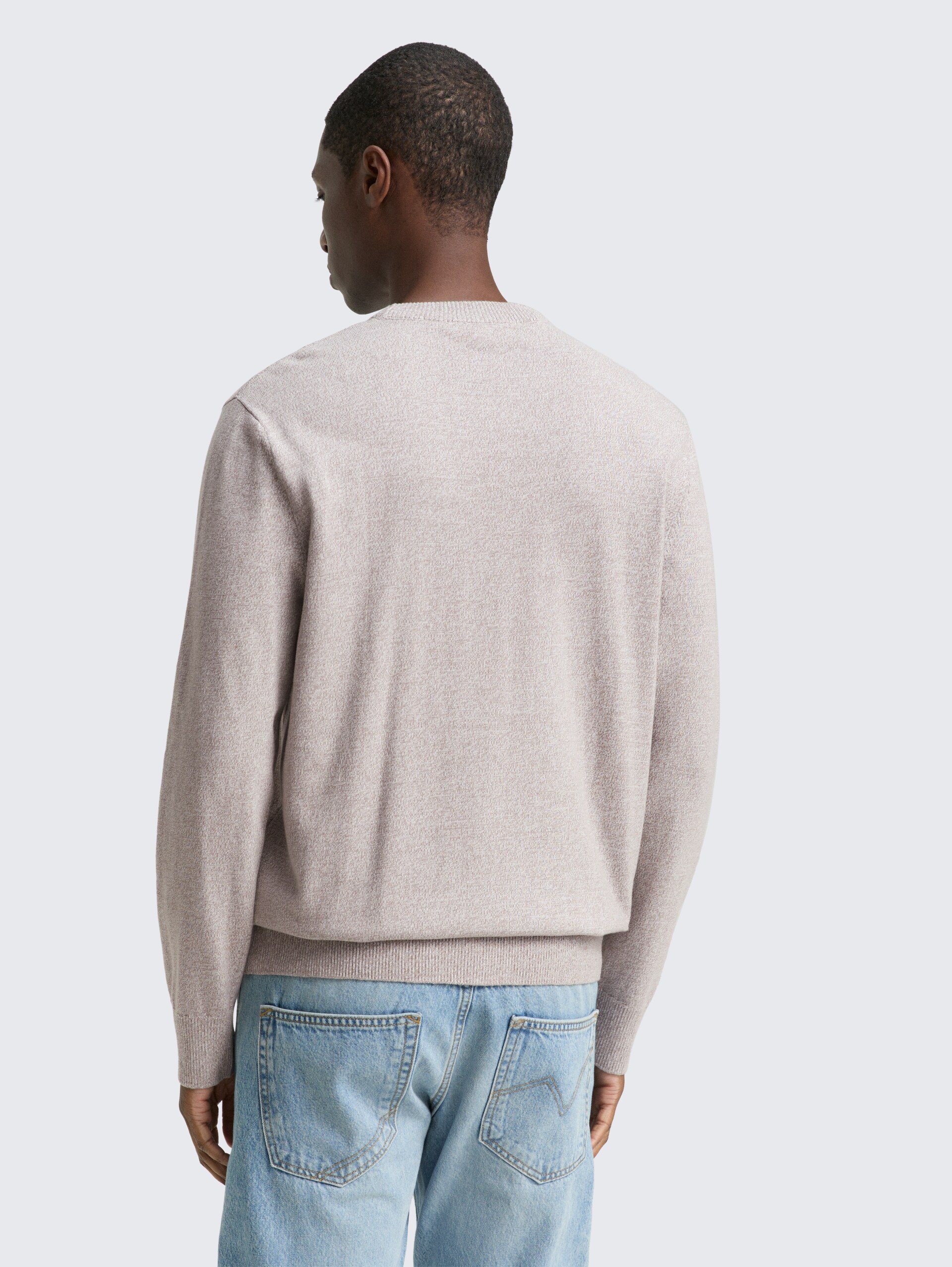 Basic Strickpullover aus Baumwolle - greyish brown white mouline