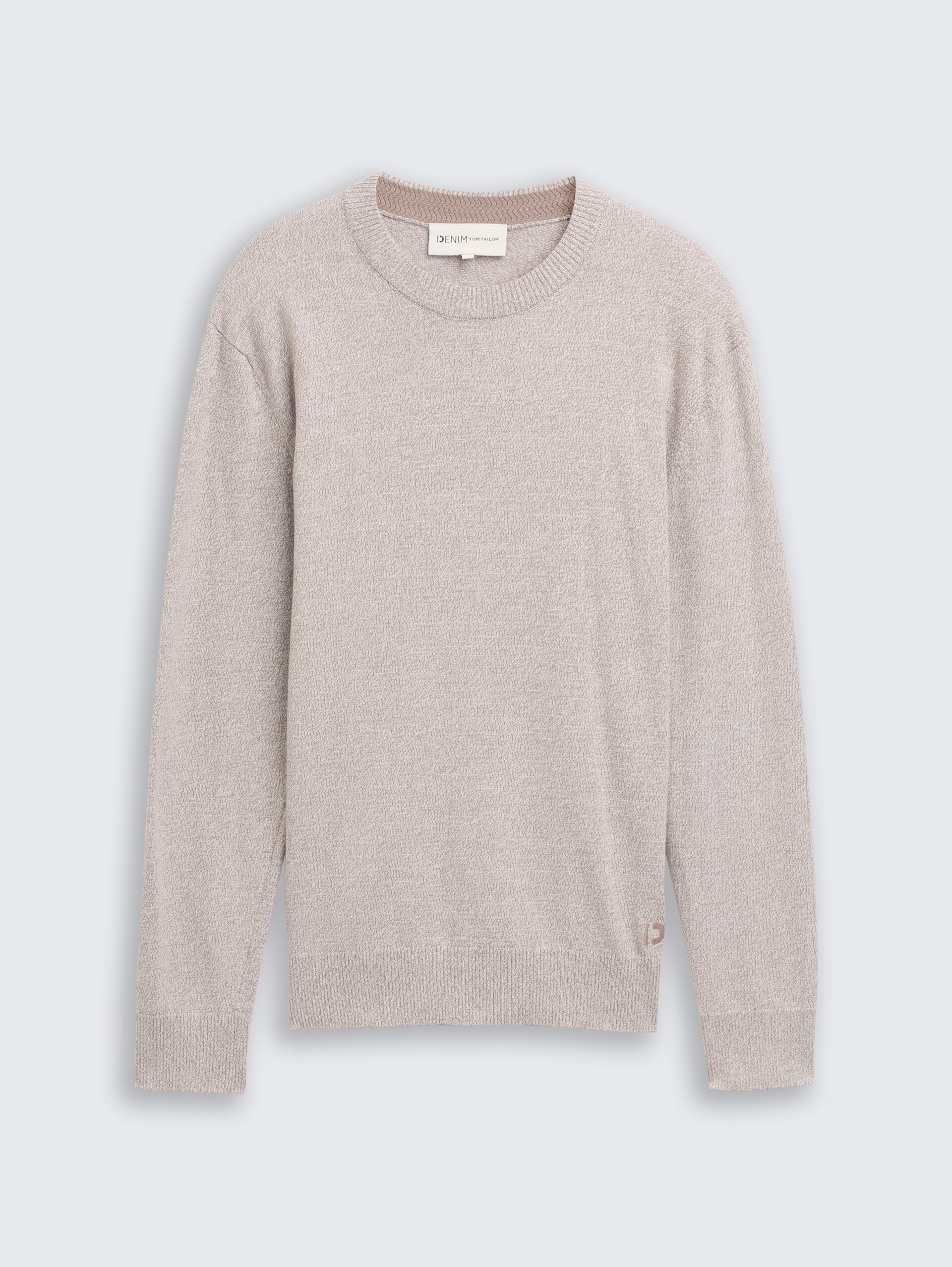 Basic Strickpullover aus Baumwolle - greyish brown white mouline